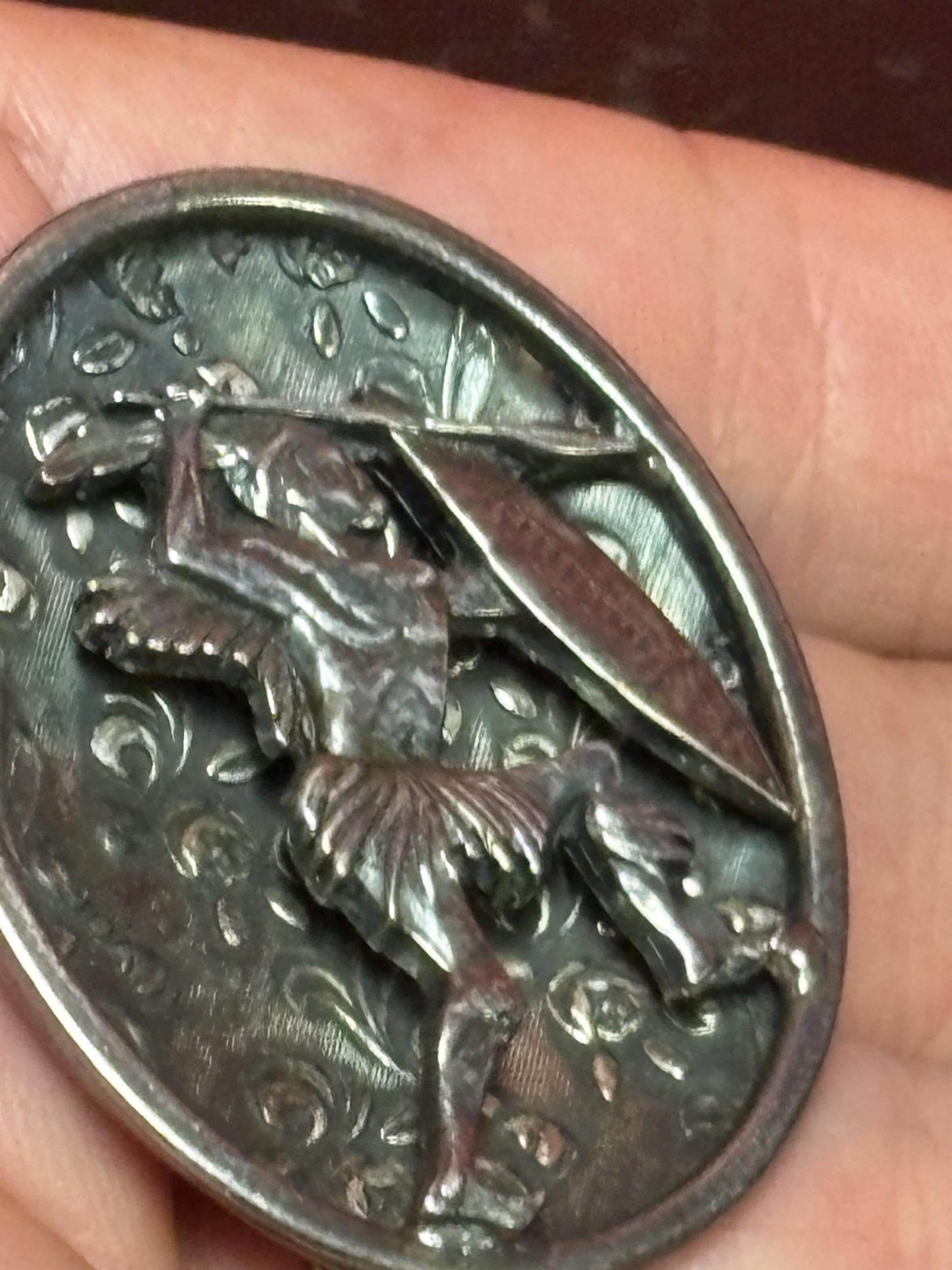 Magnificent African signed sterling brooch of a Masai warrior 2 inches long powerful small piece great gift