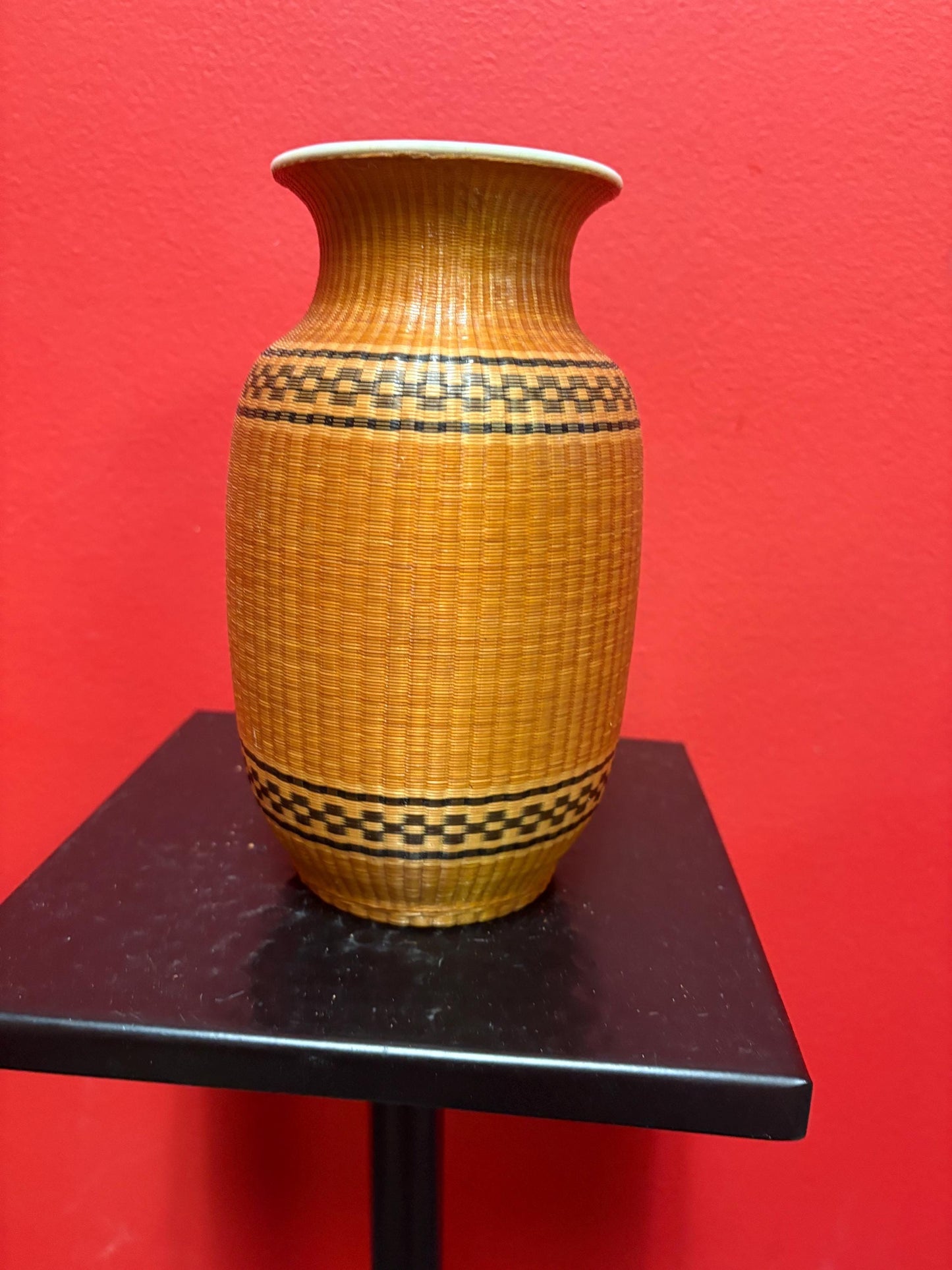Lovely antique Chinese woven porcelain vase 7 inches tall perfect condition unique wonderful piece