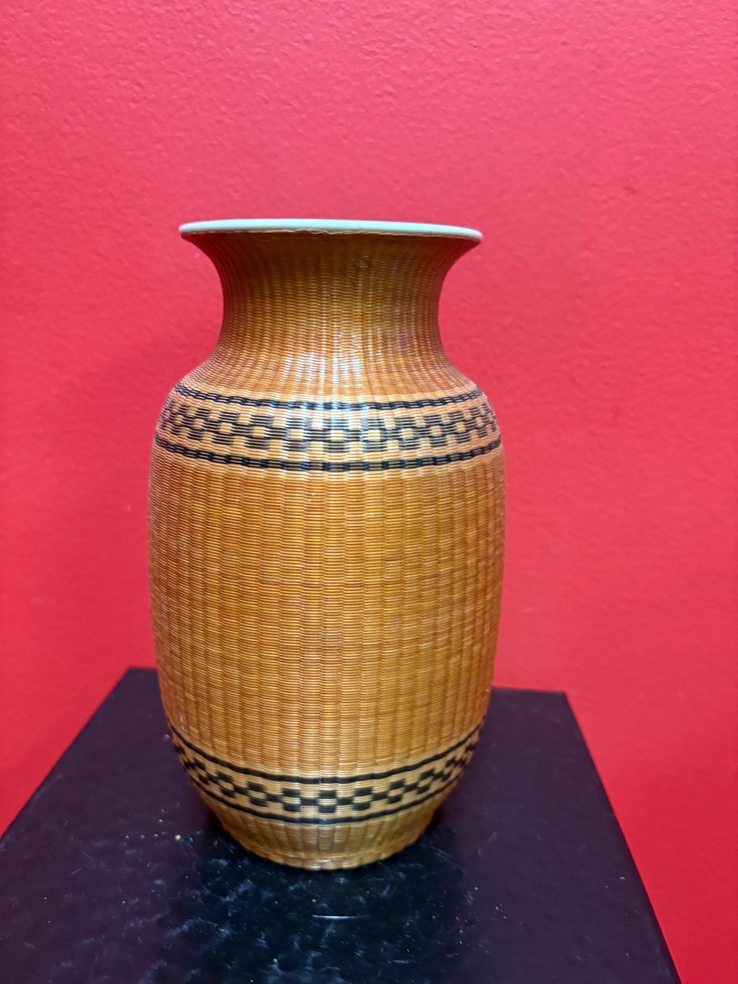Lovely antique Chinese woven porcelain vase 7 inches tall perfect condition unique wonderful piece