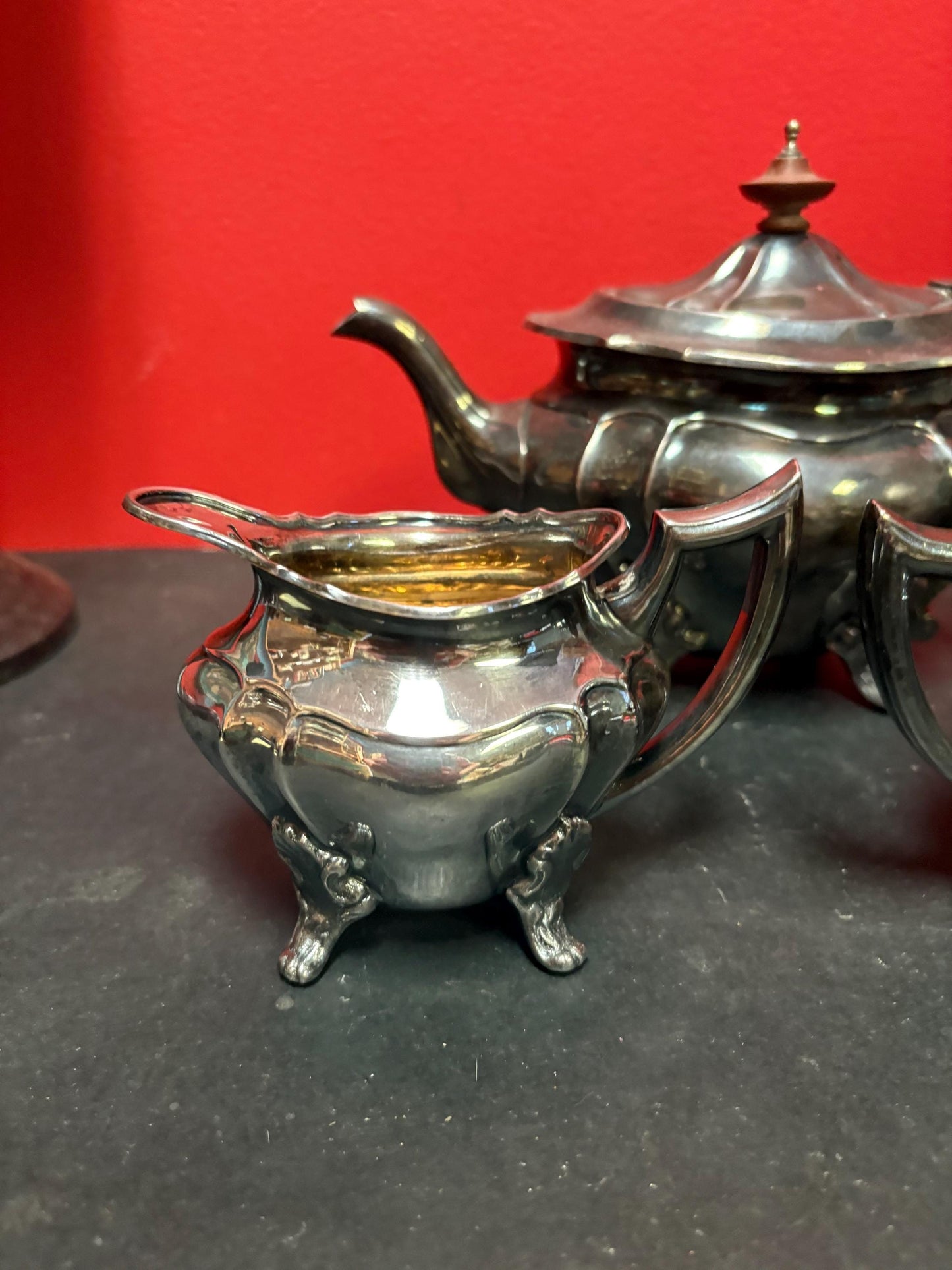 Lovely antique silver plated Sheffield tea set can be polished great value and great gift