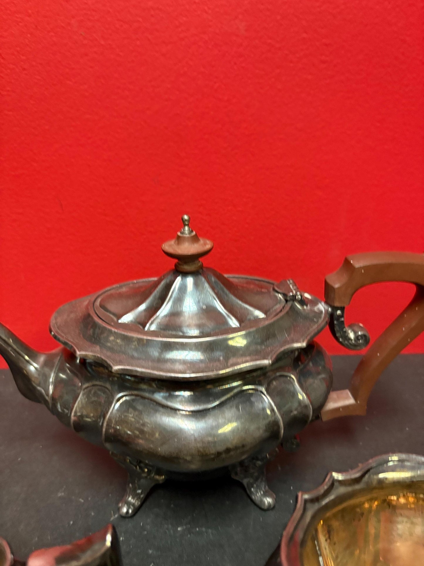 Lovely antique silver plated Sheffield tea set can be polished great value and great gift