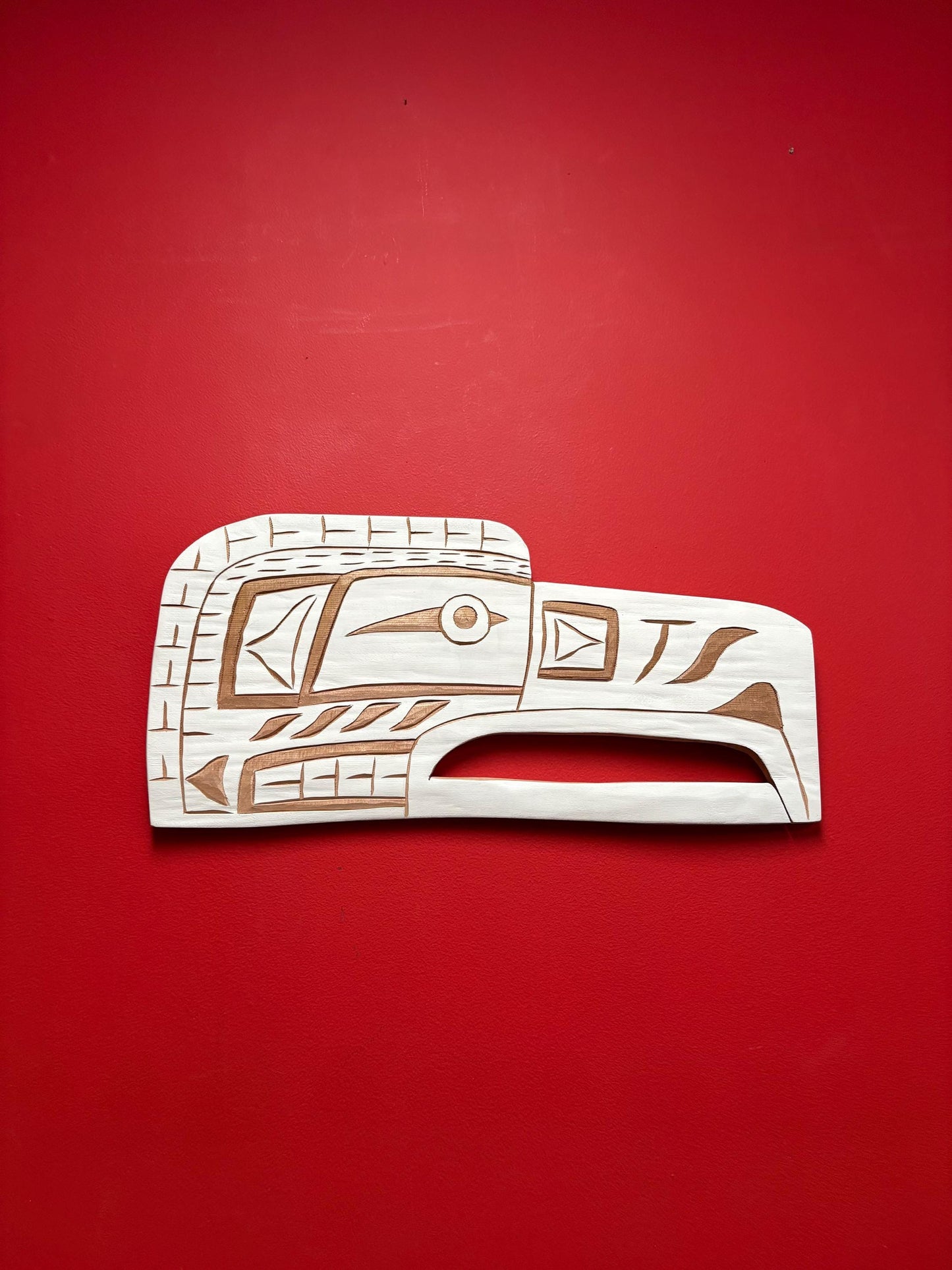 Fabulous unique indigenous first Nations Pacific Northwest Coast Salish Eagle plaque by Bradley Joseph Junior  23 inches - great colour