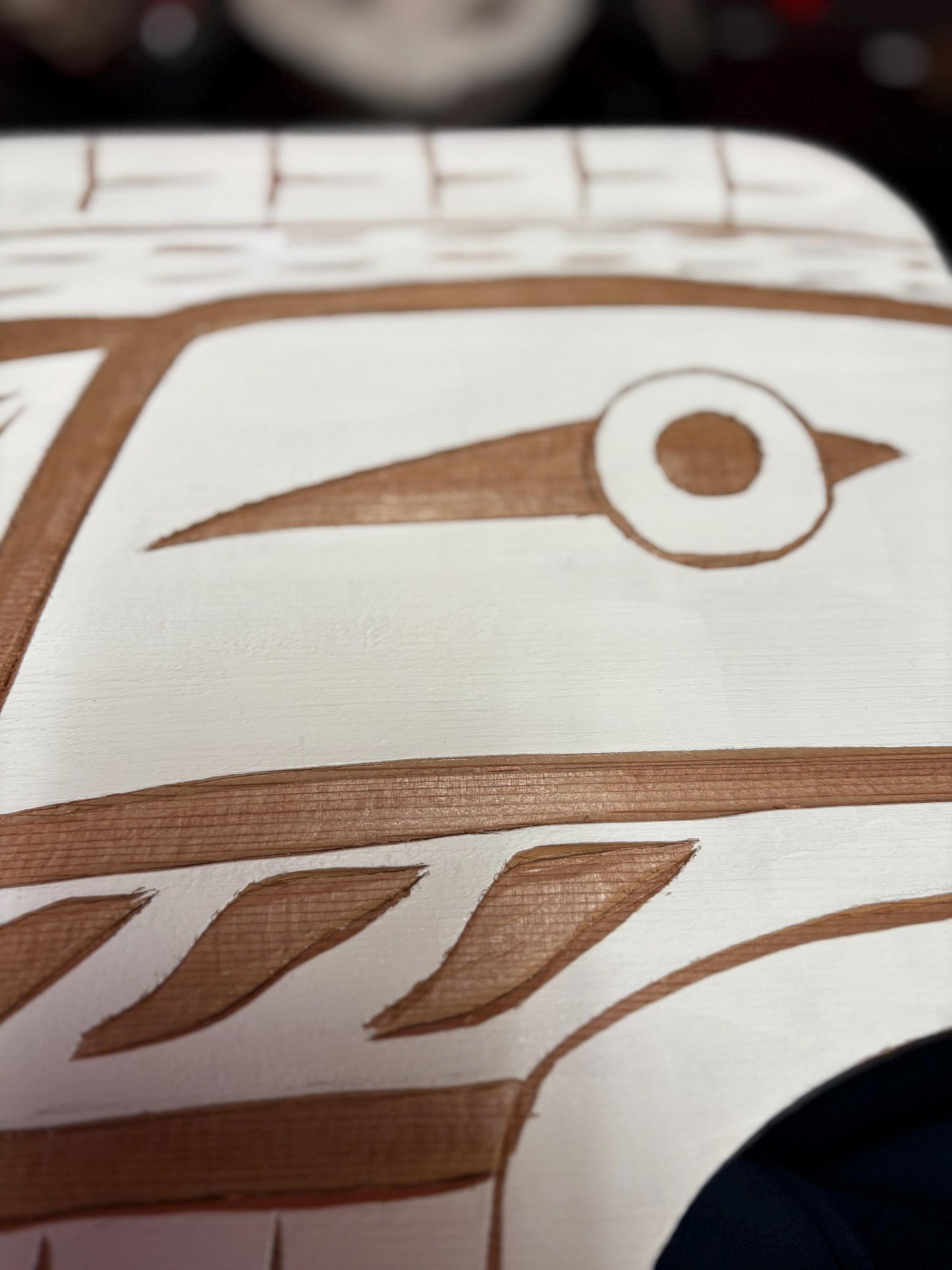 Fabulous unique indigenous first Nations Pacific Northwest Coast Salish Eagle plaque by Bradley Joseph Junior  23 inches - great colour