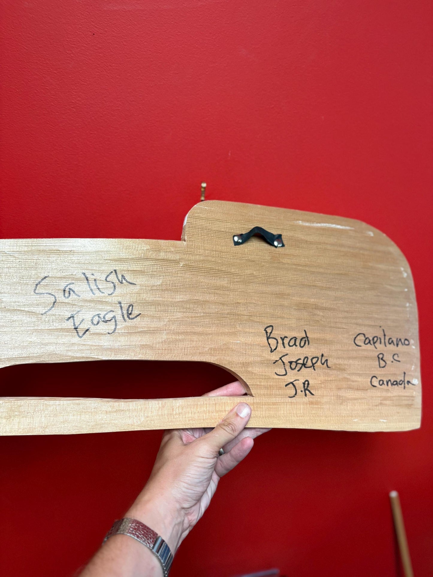 Fabulous unique indigenous first Nations Pacific Northwest Coast Salish Eagle plaque by Bradley Joseph Junior  23 inches - great colour