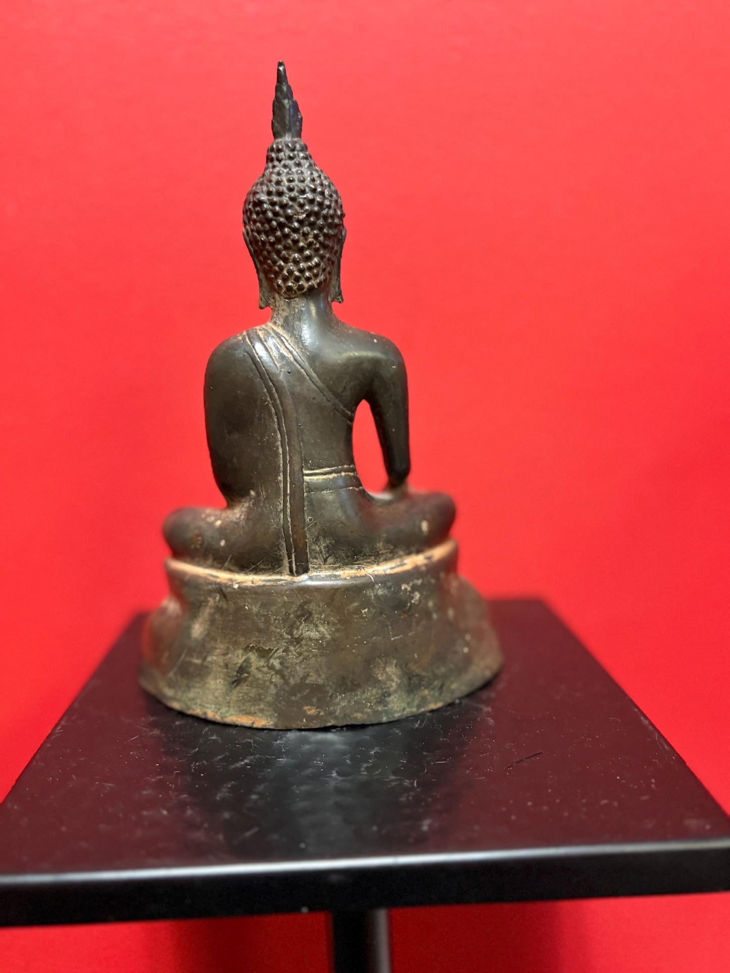 Magnificent 18 century Burmese bronze seated Buddha with wonderful patina 8 inches high museum quality the best