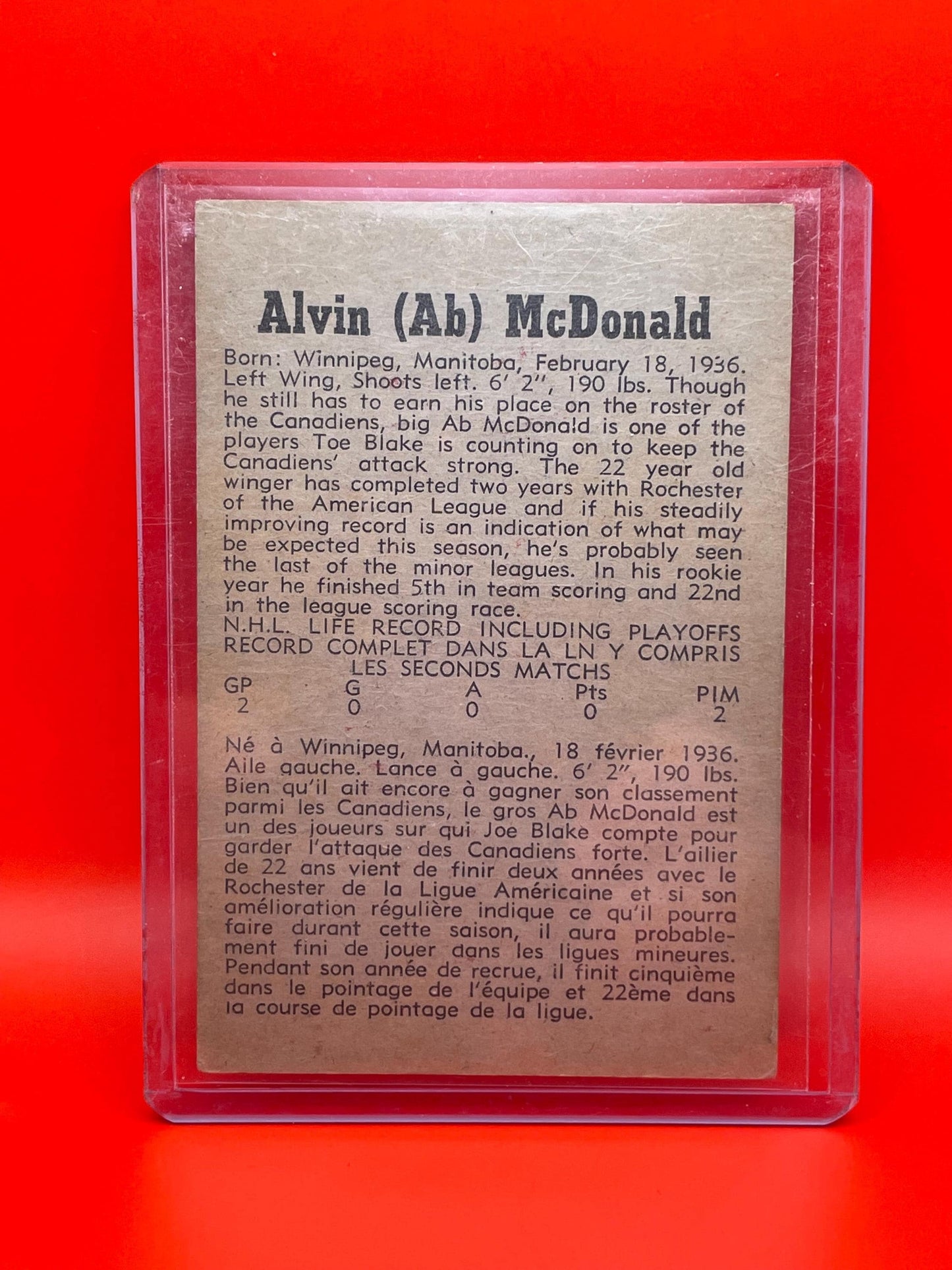1953 Montreal Canadians Hockey Cards in Sleeves
