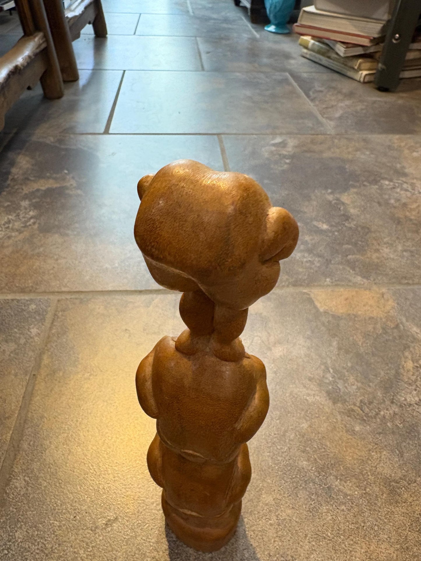 Beautiful THAI wooden weeping Buddha statue serene and calm figure and perfect gift 11.5 inches tall