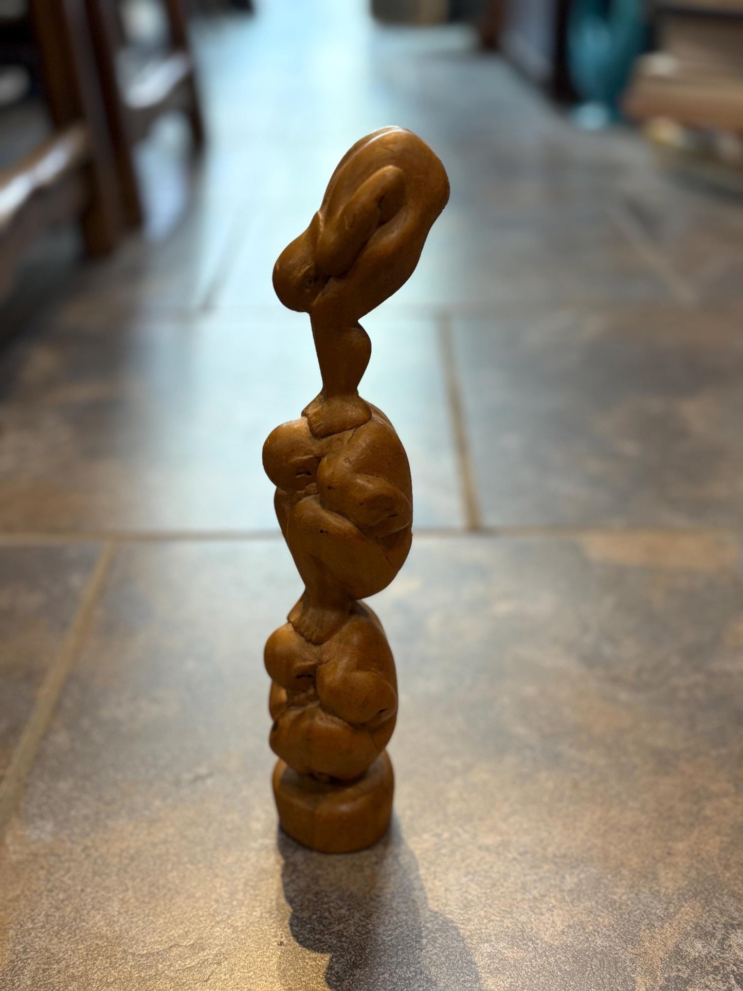 Beautiful THAI wooden weeping Buddha statue serene and calm figure and perfect gift 11.5 inches tall