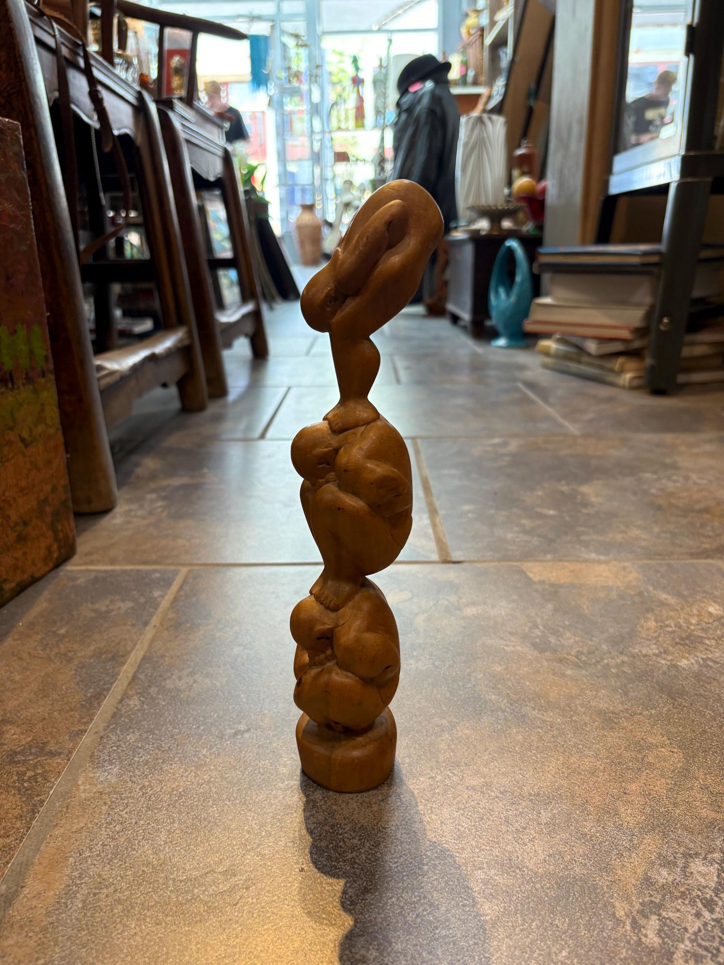 Beautiful THAI wooden weeping Buddha statue serene and calm figure and perfect gift 11.5 inches tall