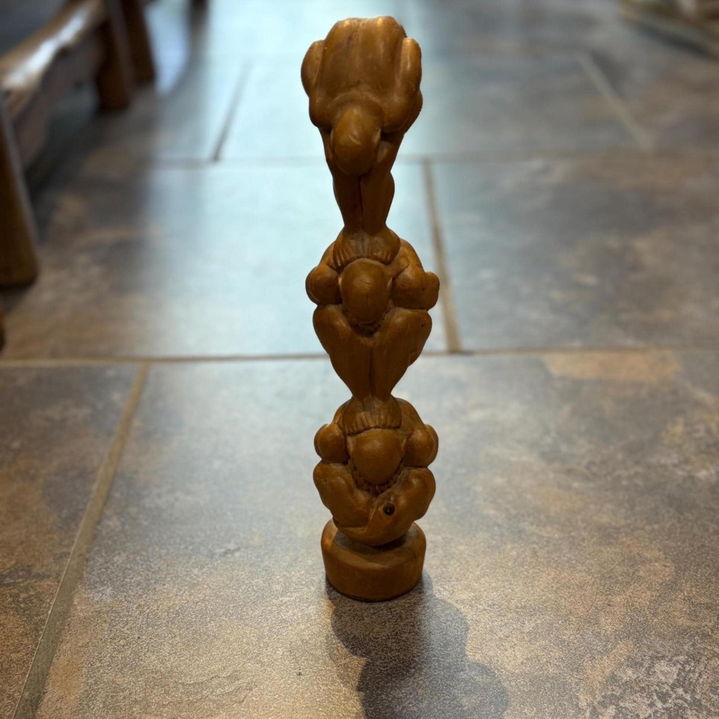Beautiful THAI wooden weeping Buddha statue serene and calm figure and perfect gift 11.5 inches tall