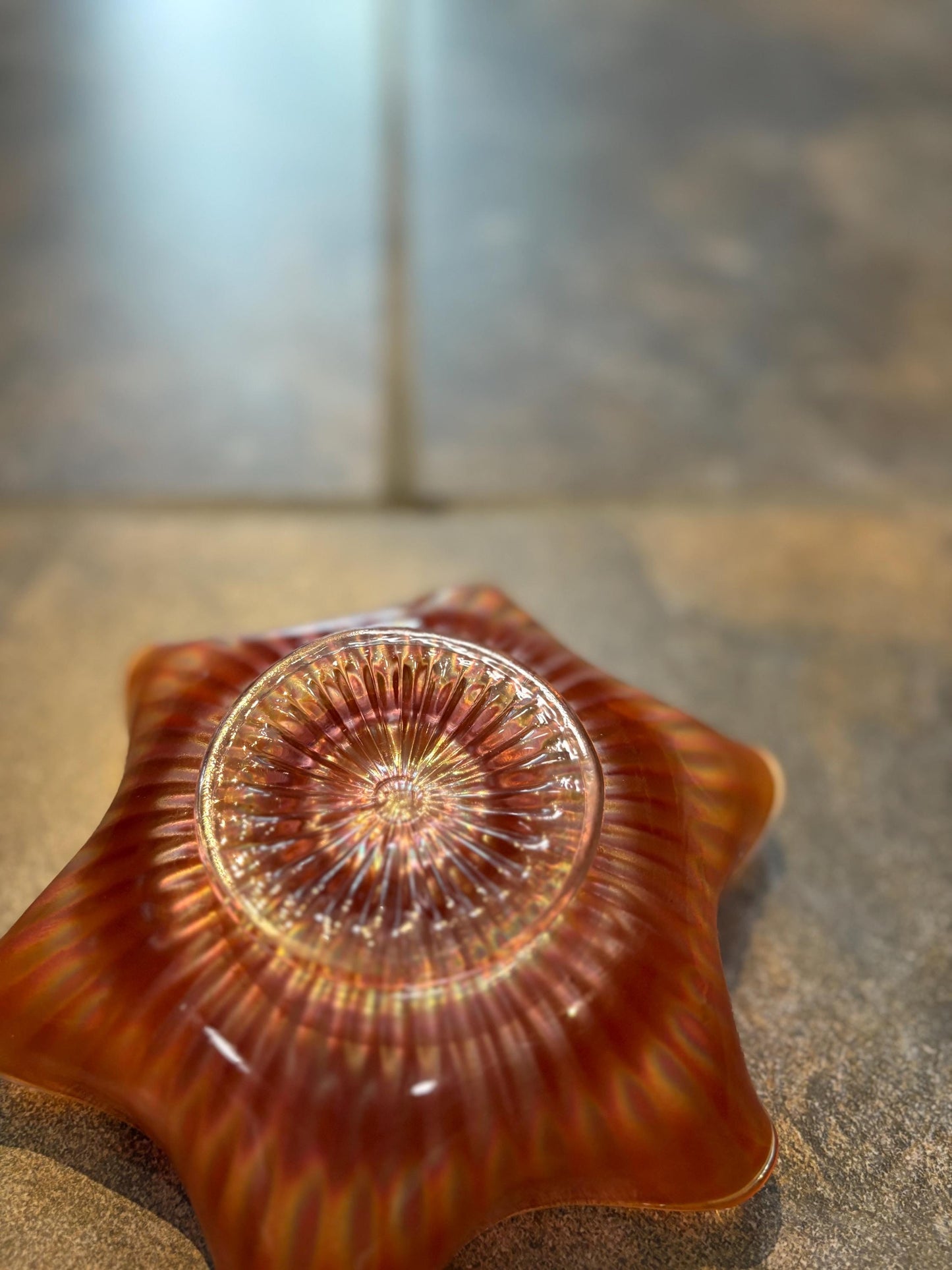 Lovely 6 inch carnival glass dish in perfect condition