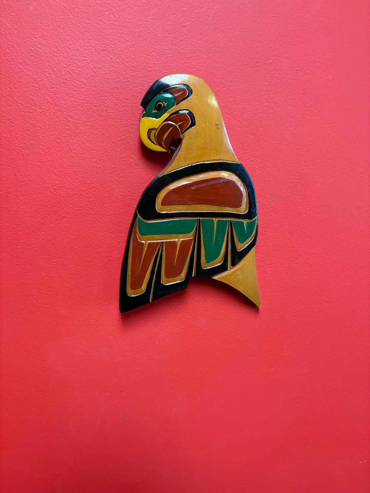 lovkey indigenous first nations Pacific Northwest Coast Eagle plaque 10 x 6 wide honey glazed and painted great value signed