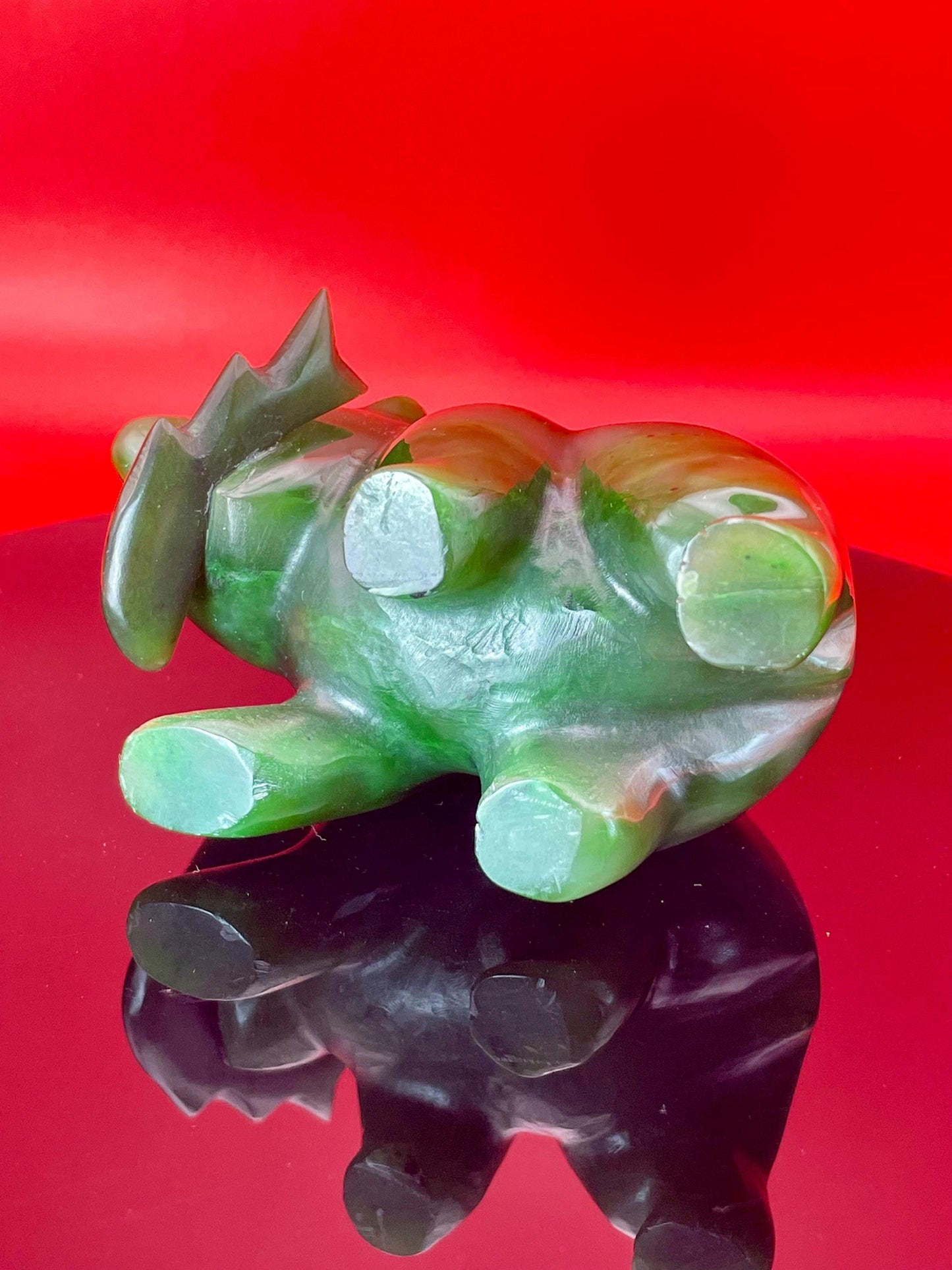 BC Jade Bear 3 Hand-Carved Green Jade Figurine
