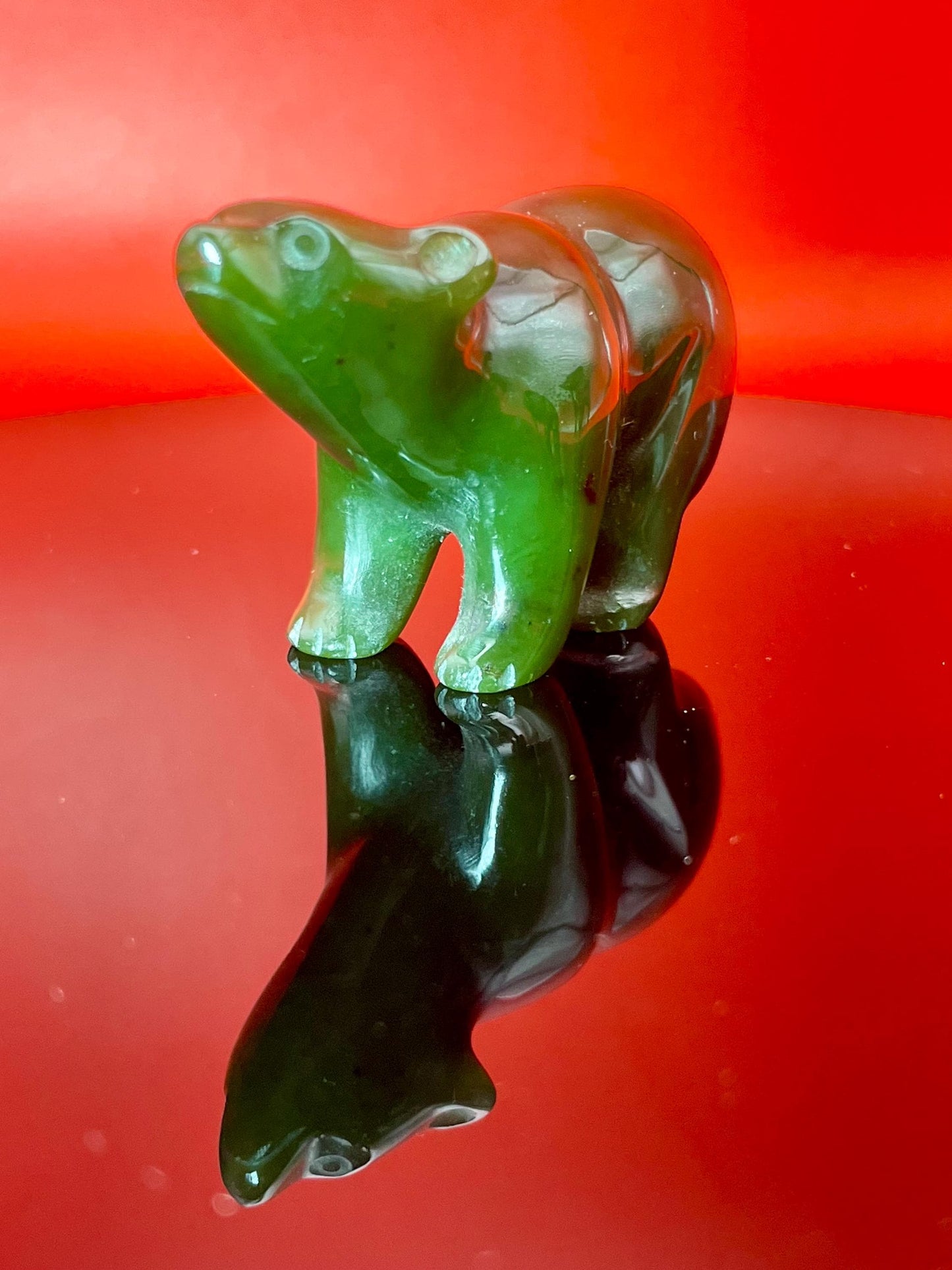 Set of 3 BC Jade Animal Figurines Hand-Carved Bear, Ram & Bear with Fish