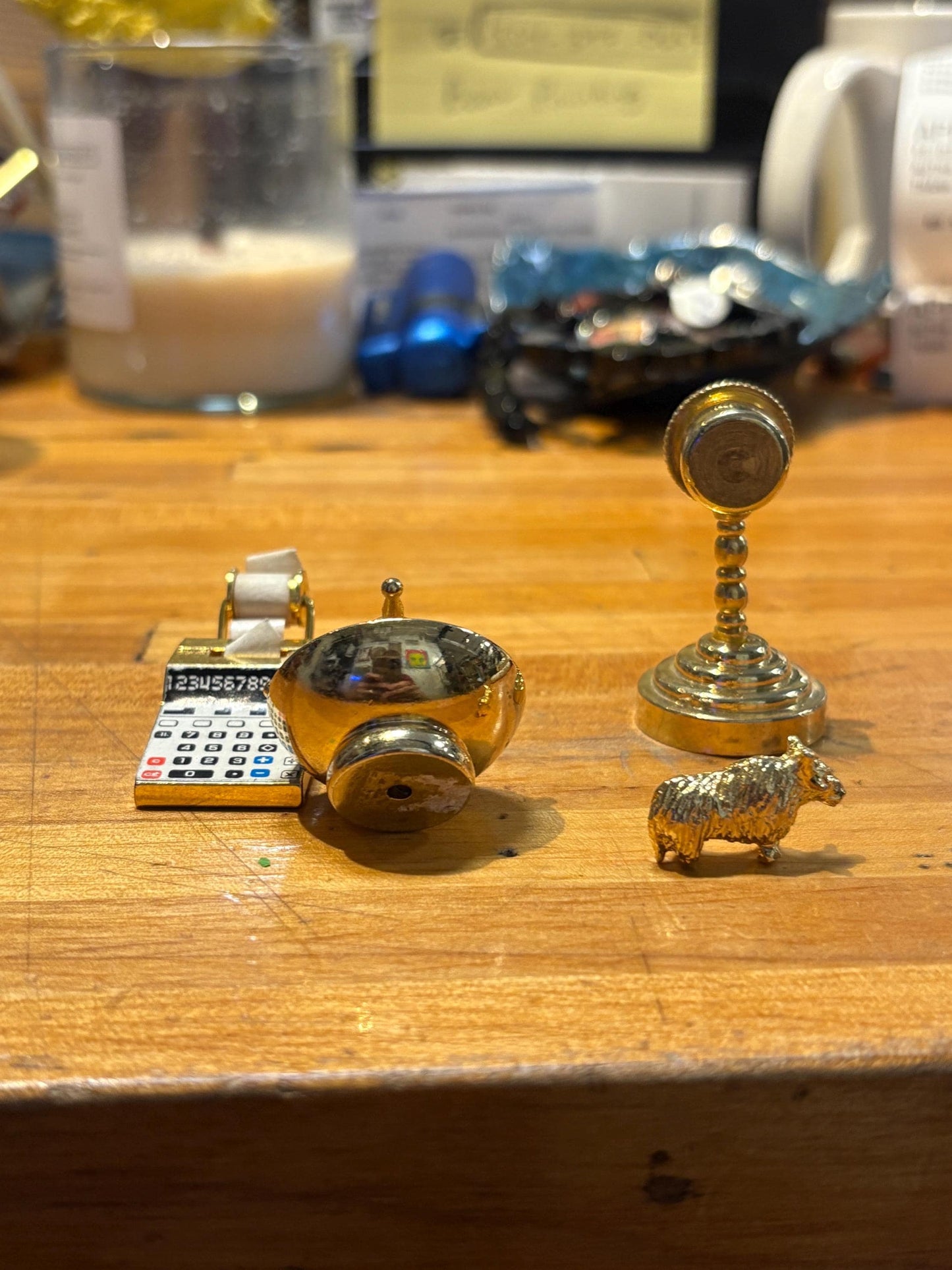 Cool lot of four vintage brass pieces 2 inches tall and less fun gifts great value for all