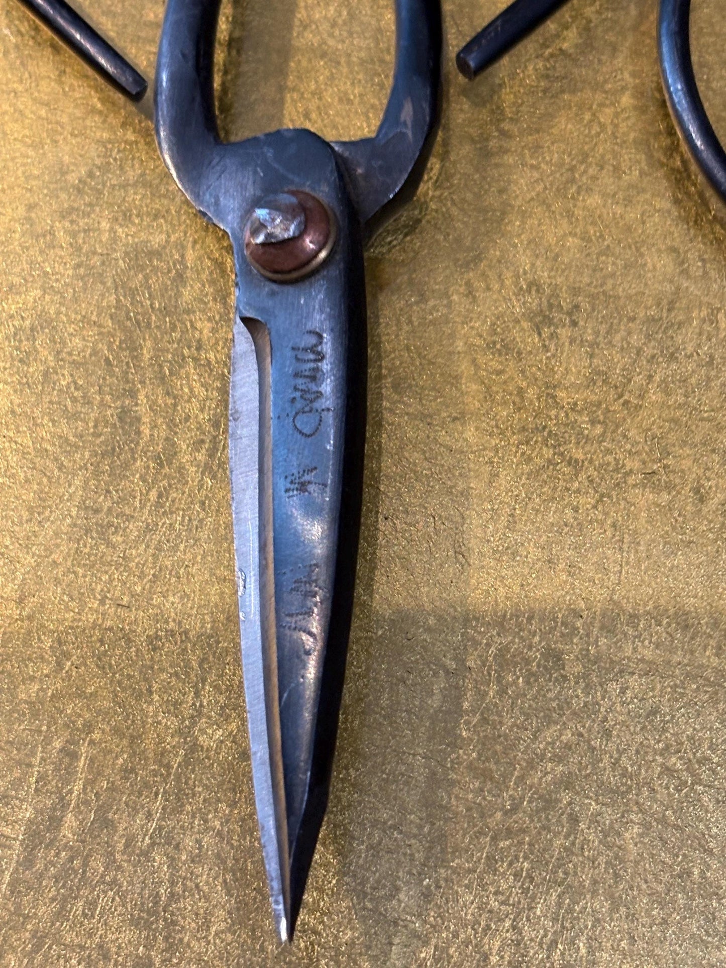 Fabulous lot of three Japanese antique bonsai scissors - good antique condition and largest signed 7 and 4 inches long