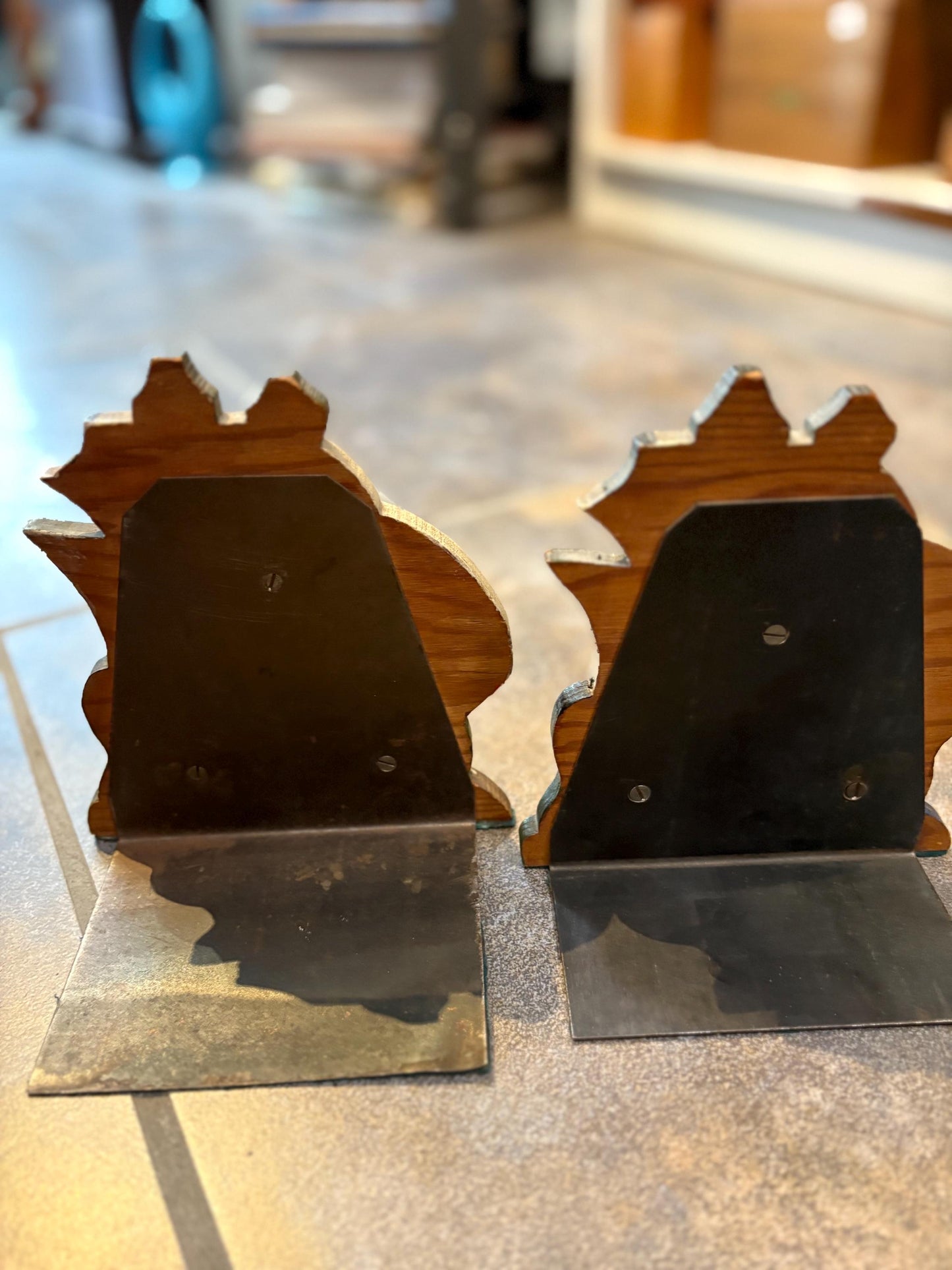 Beautiful vintage 7 x 6 wide wooden Viking ship bookends great for display or gift