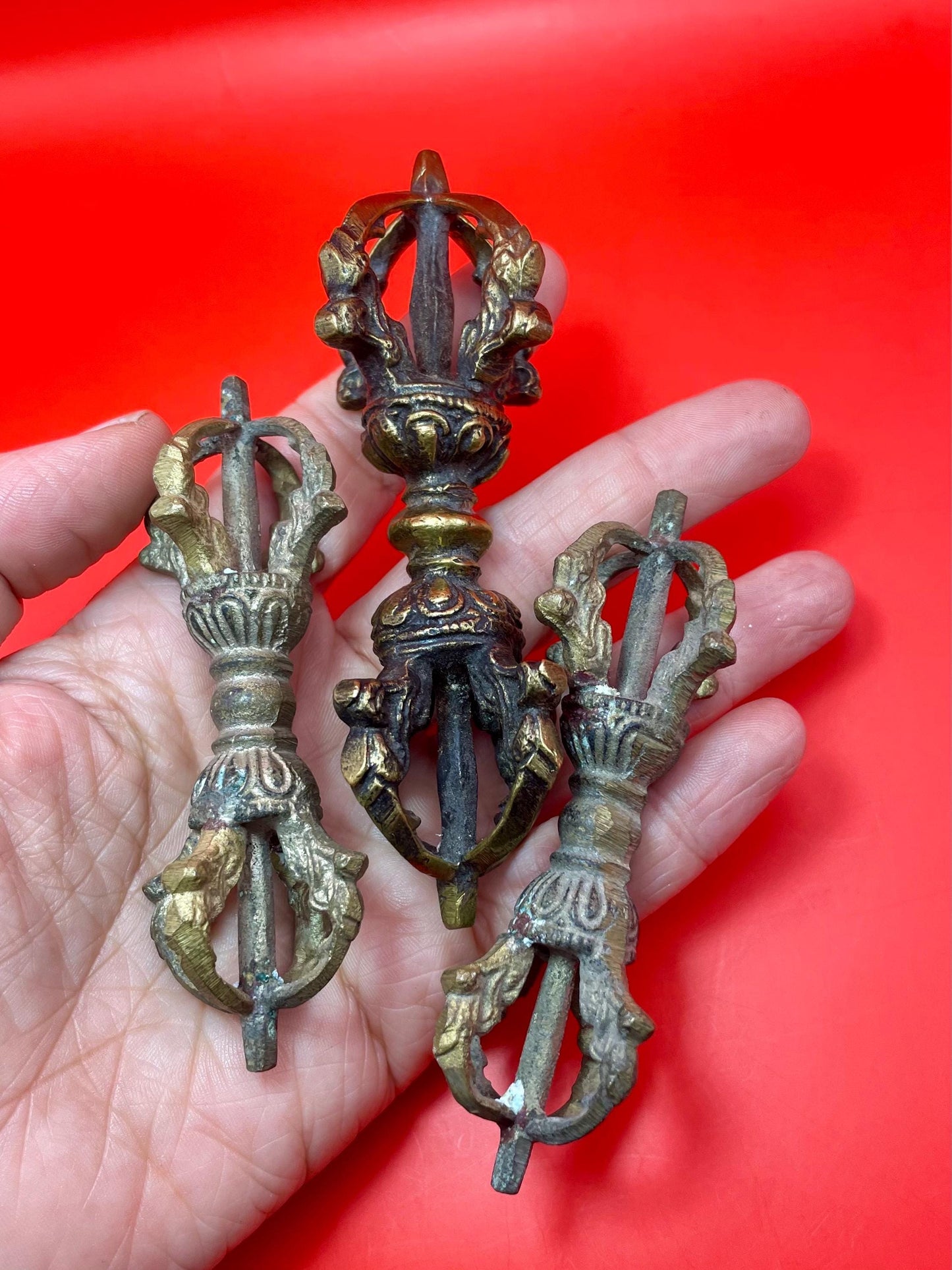 1920s Indian/Tibetan Vajra Dorje set of 3