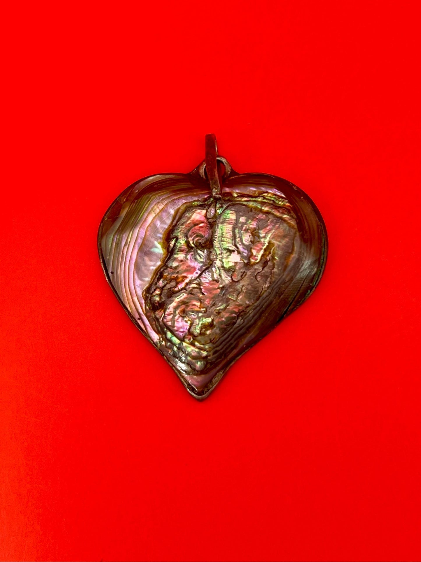 1 inch Mexican Abalone Heart Pendant