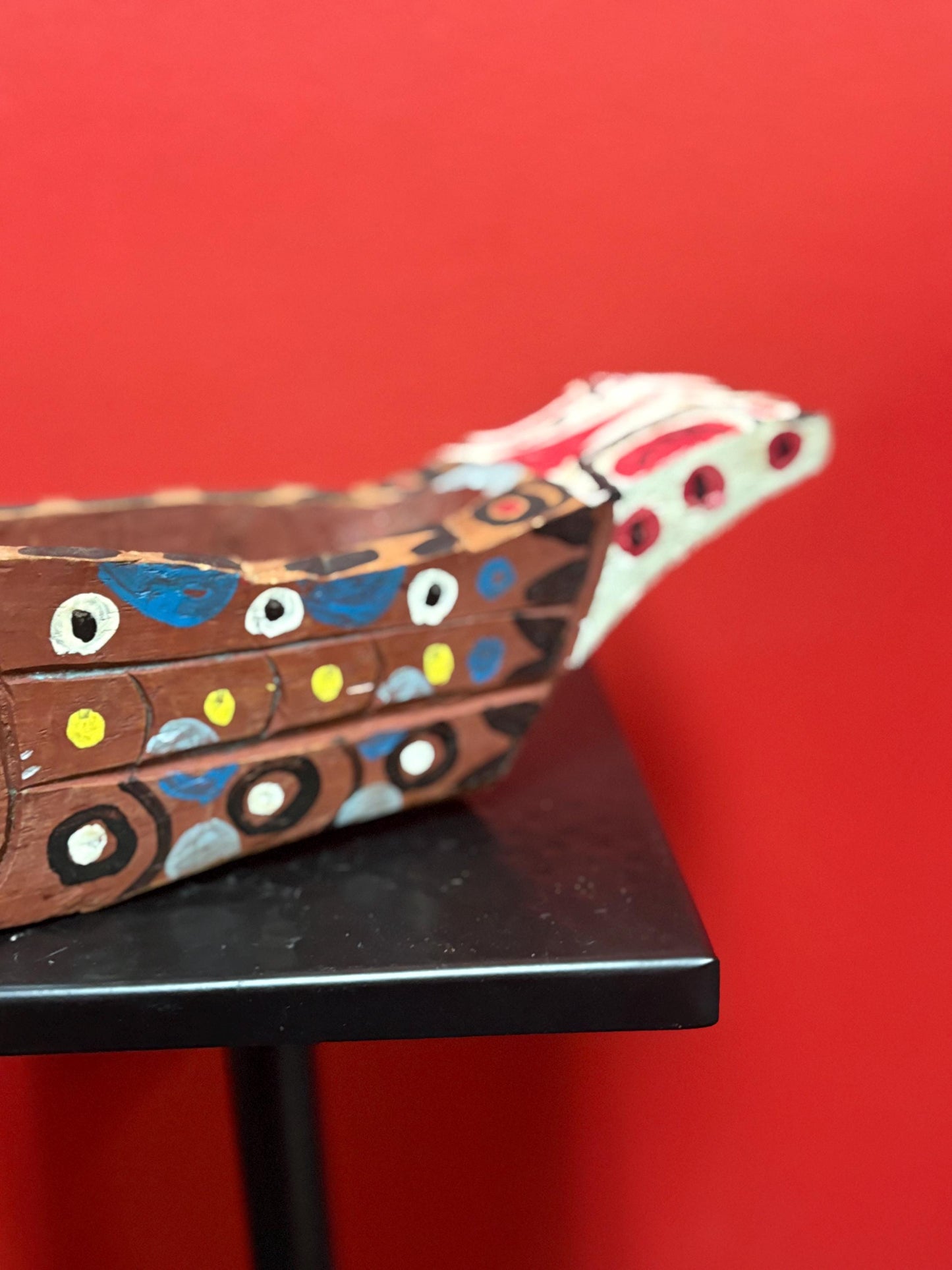 Beautiful primitive 12 x 3 x 2 1/2 hi ancient indigenous first nations pacific north West Coast ceremonial potlatch eagle shaped grease bow