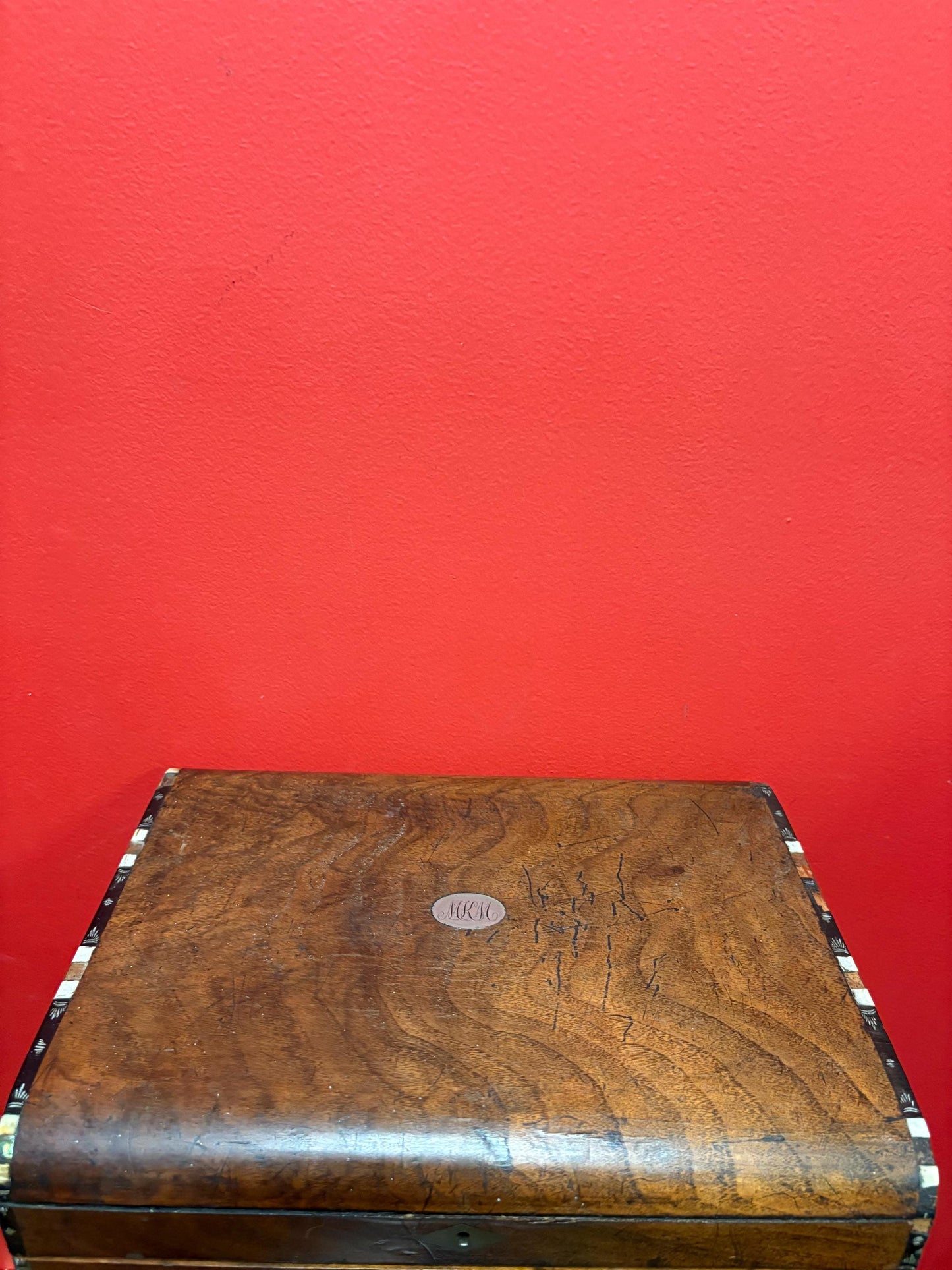 Fabulous 19 century walnut laptop desk with two layers - 13 x 9 x 5 high with very minor damage really beautiful example - great gift