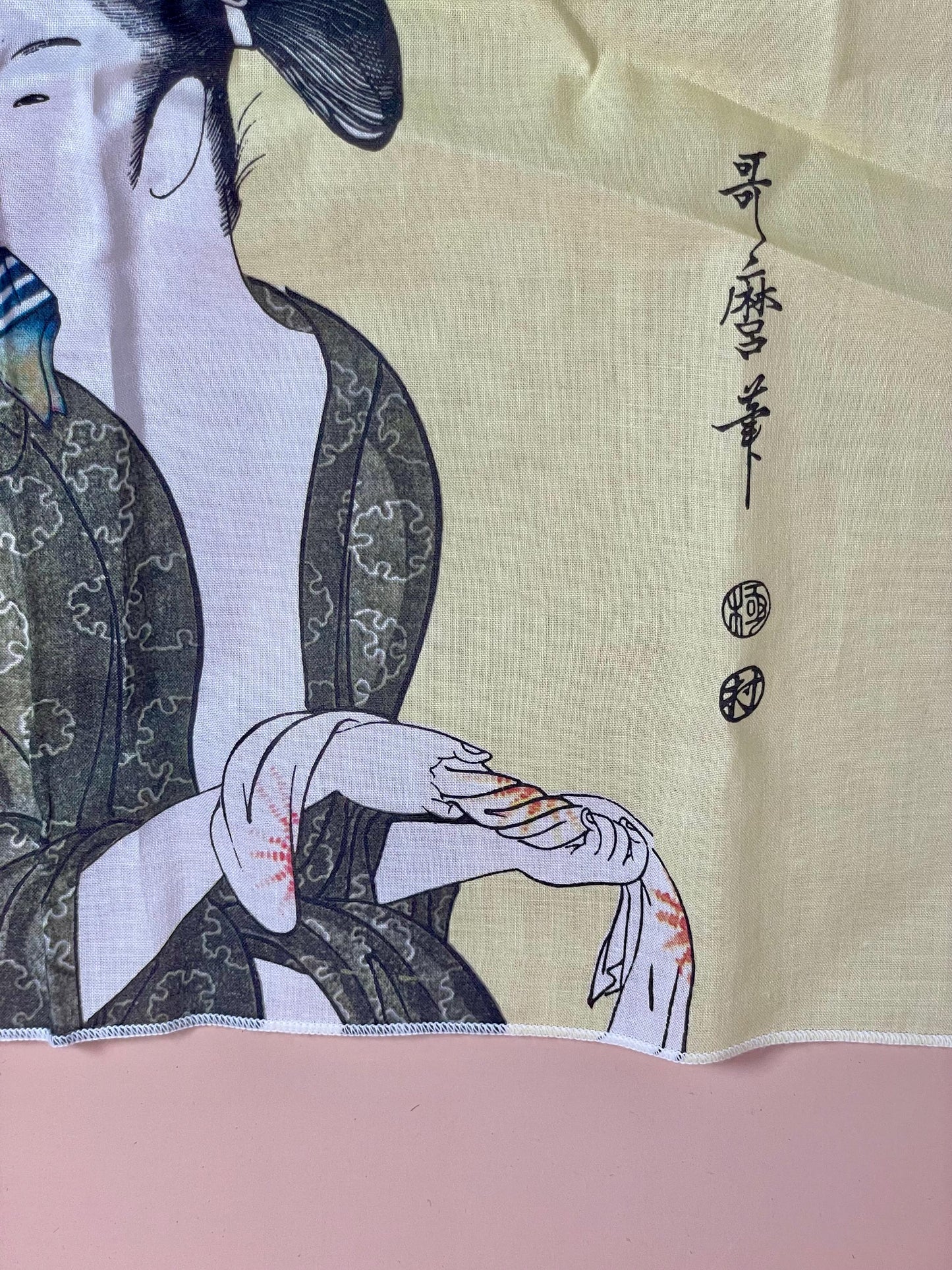 Japanese Ukiyo-e Fabric Squares Set of 2