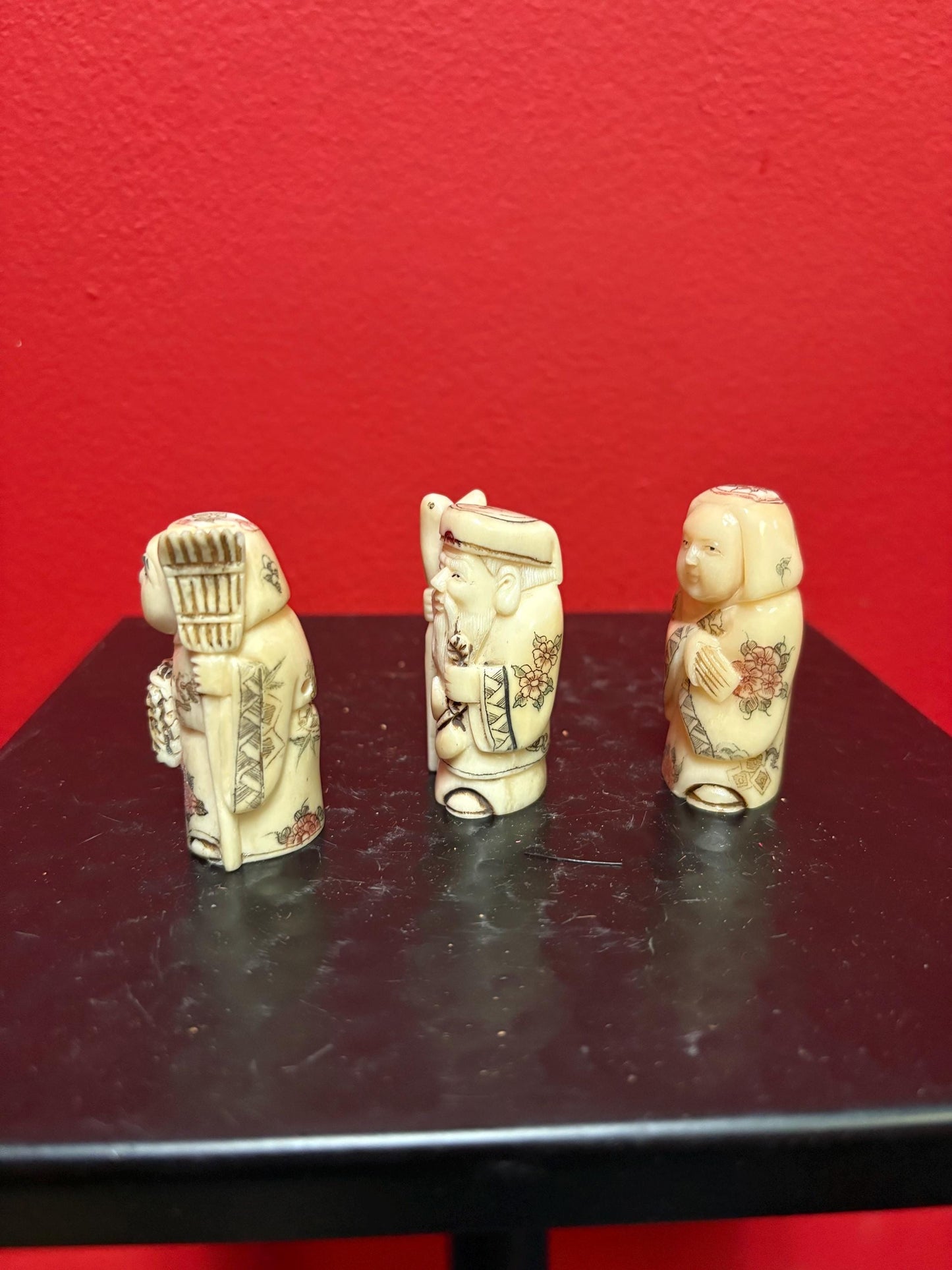 3 BONE signed antique Japanese netsukes price for all lovely detail