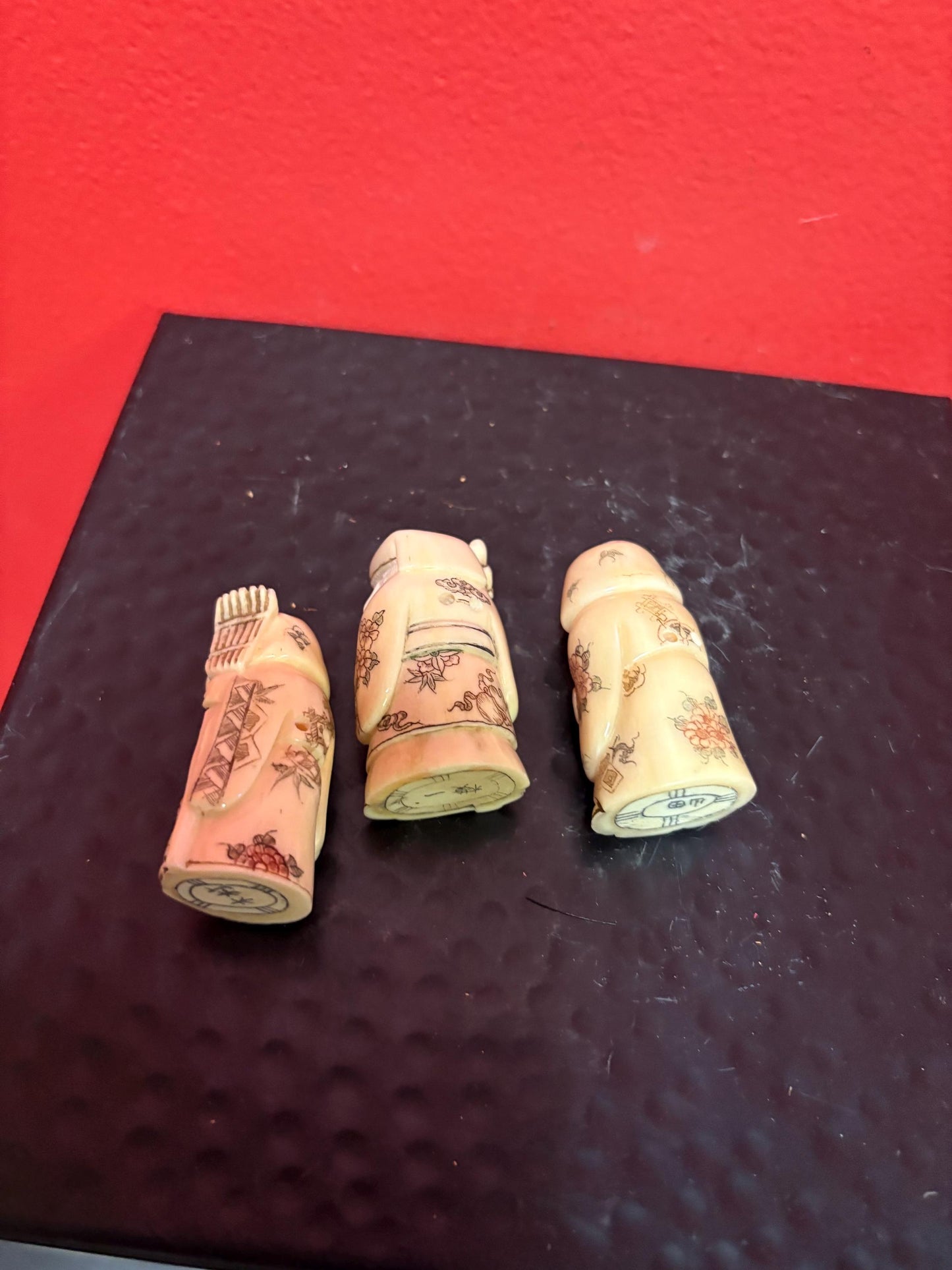 3 BONE signed antique Japanese netsukes price for all lovely detail