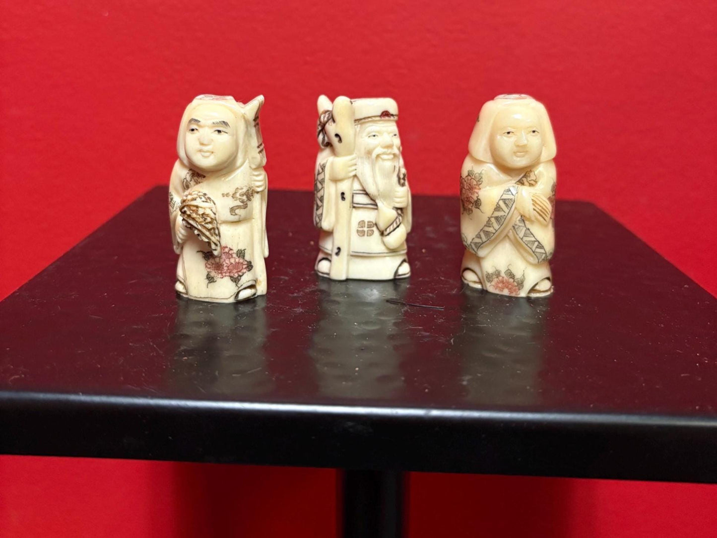 3 BONE signed antique Japanese netsukes price for all lovely detail