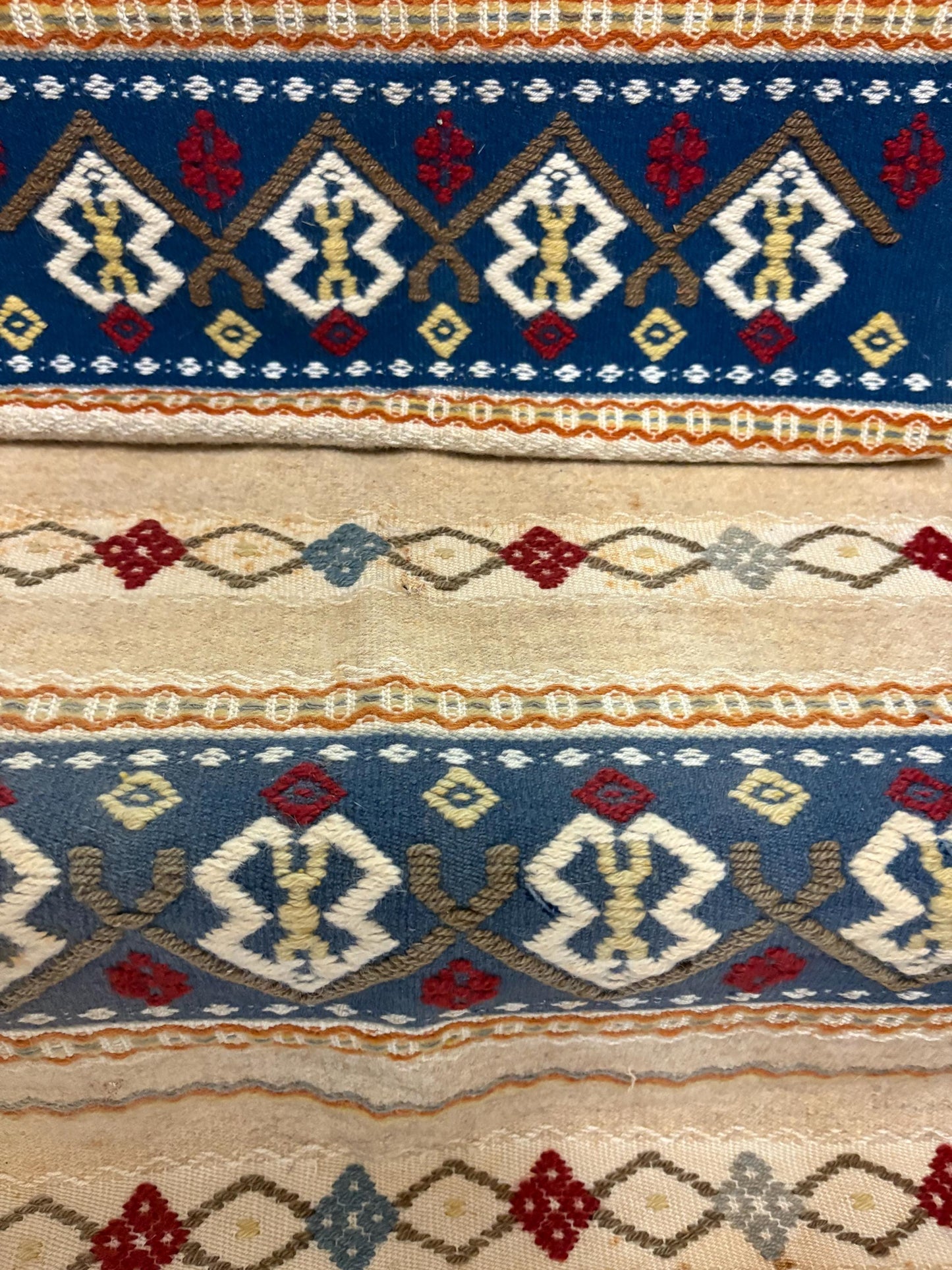 Beautiful 48 x 19 inch antique wool textile middle or South American minor issues see photos great style and many uses