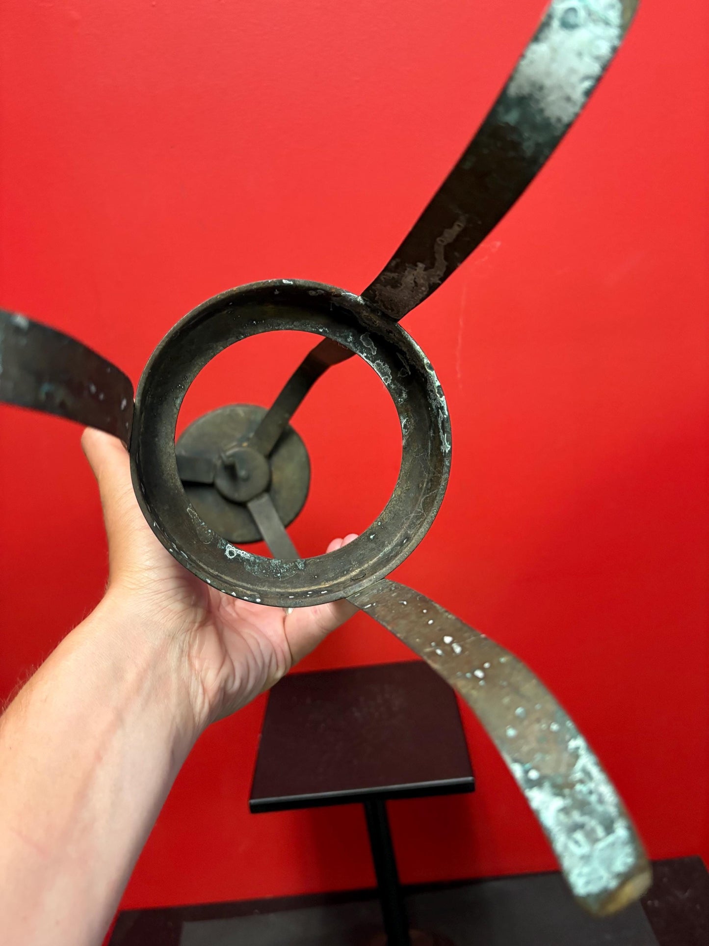 Stunning 21 inch tall Japanese bronze candle holder - 19 century Edo - great patina and great price