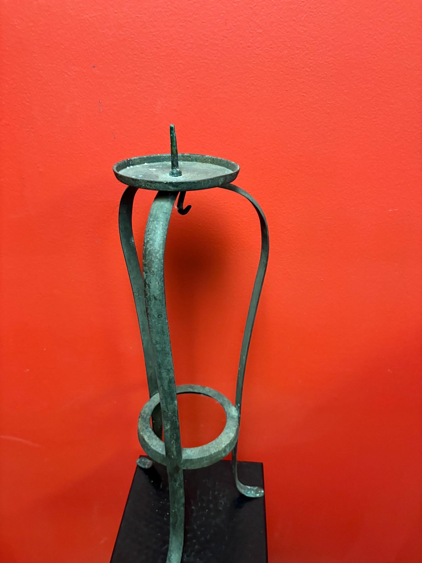 Stunning 21 inch tall Japanese bronze candle holder - 19 century Edo - great patina and great price