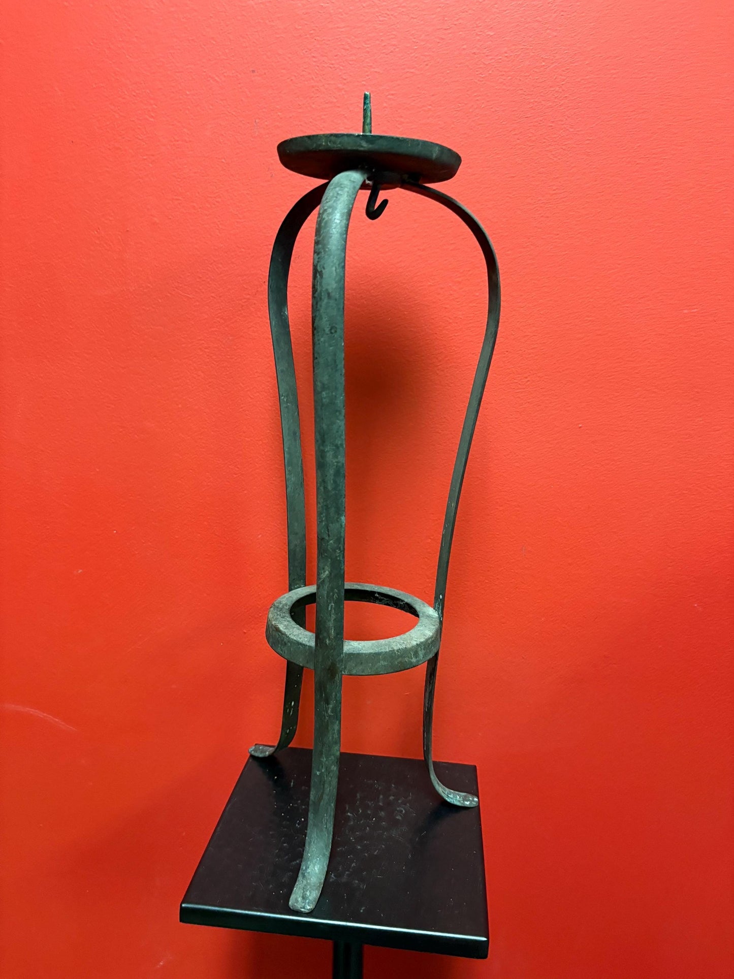 Stunning 21 inch tall Japanese bronze candle holder - 19 century Edo - great patina and great price
