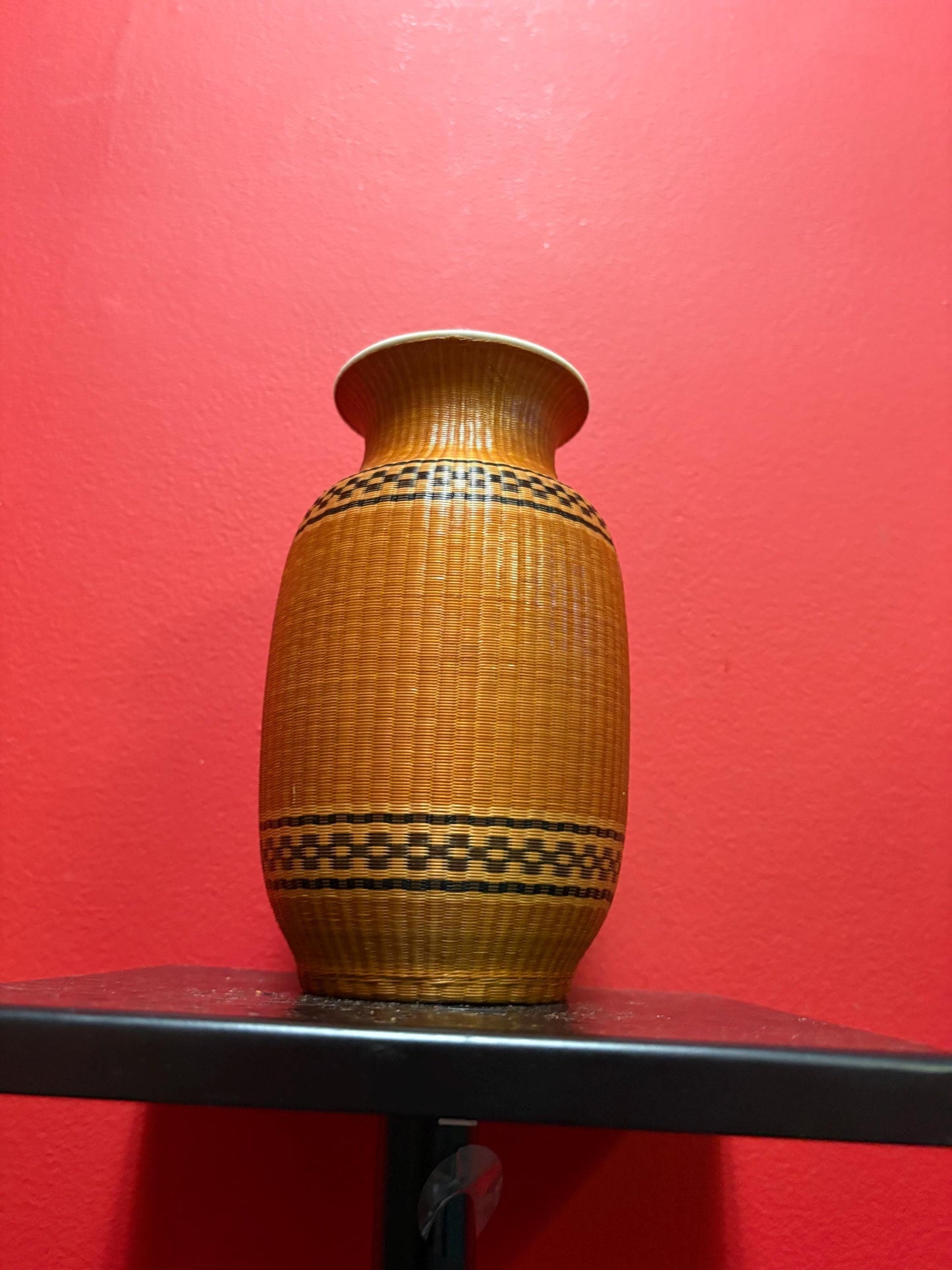 Lovely antique Chinese woven porcelain vase 7 inches tall perfect condition unique wonderful piece