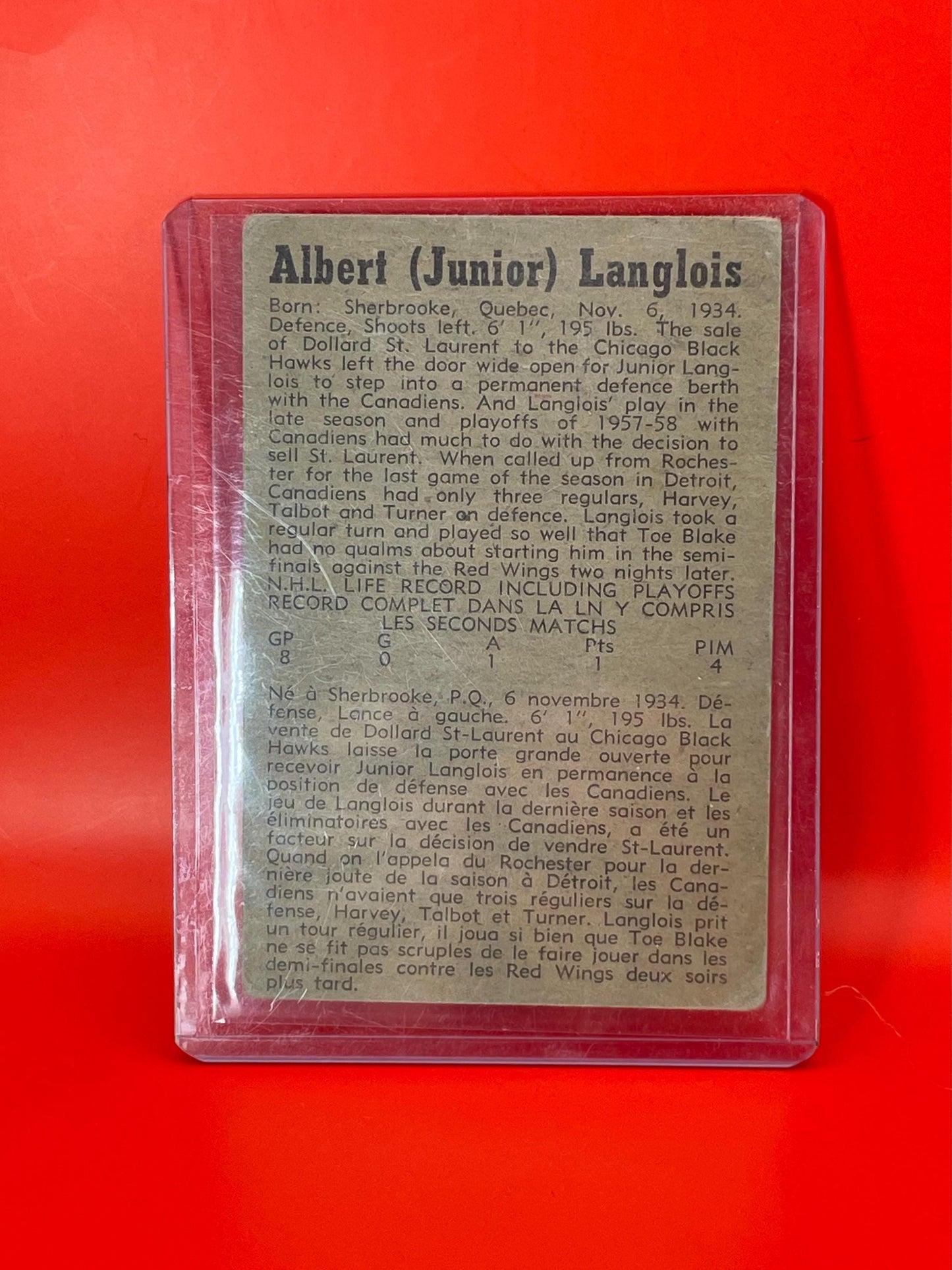1953 Montreal Canadians Hockey Cards in Sleeves