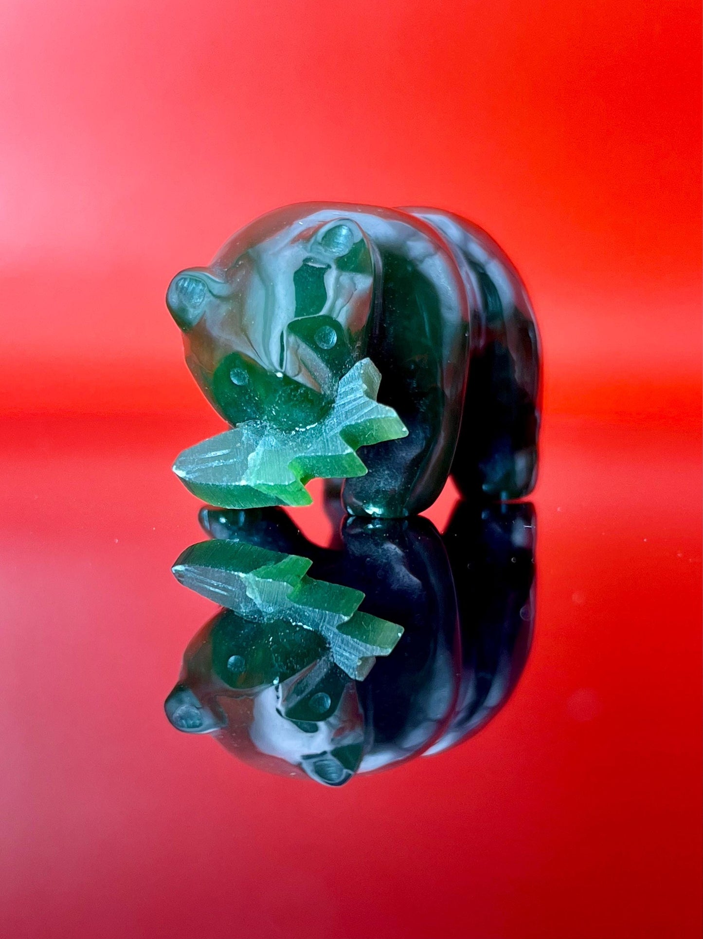 Set of 3 BC Jade Animal Figurines Hand-Carved Bear, Ram & Bear with Fish