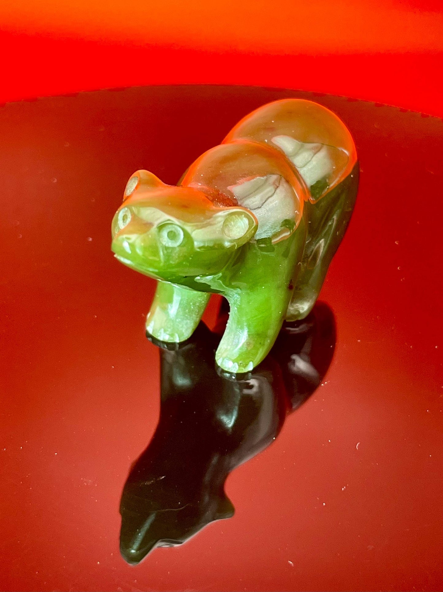 Set of 3 BC Jade Animal Figurines Hand-Carved Bear, Ram & Bear with Fish