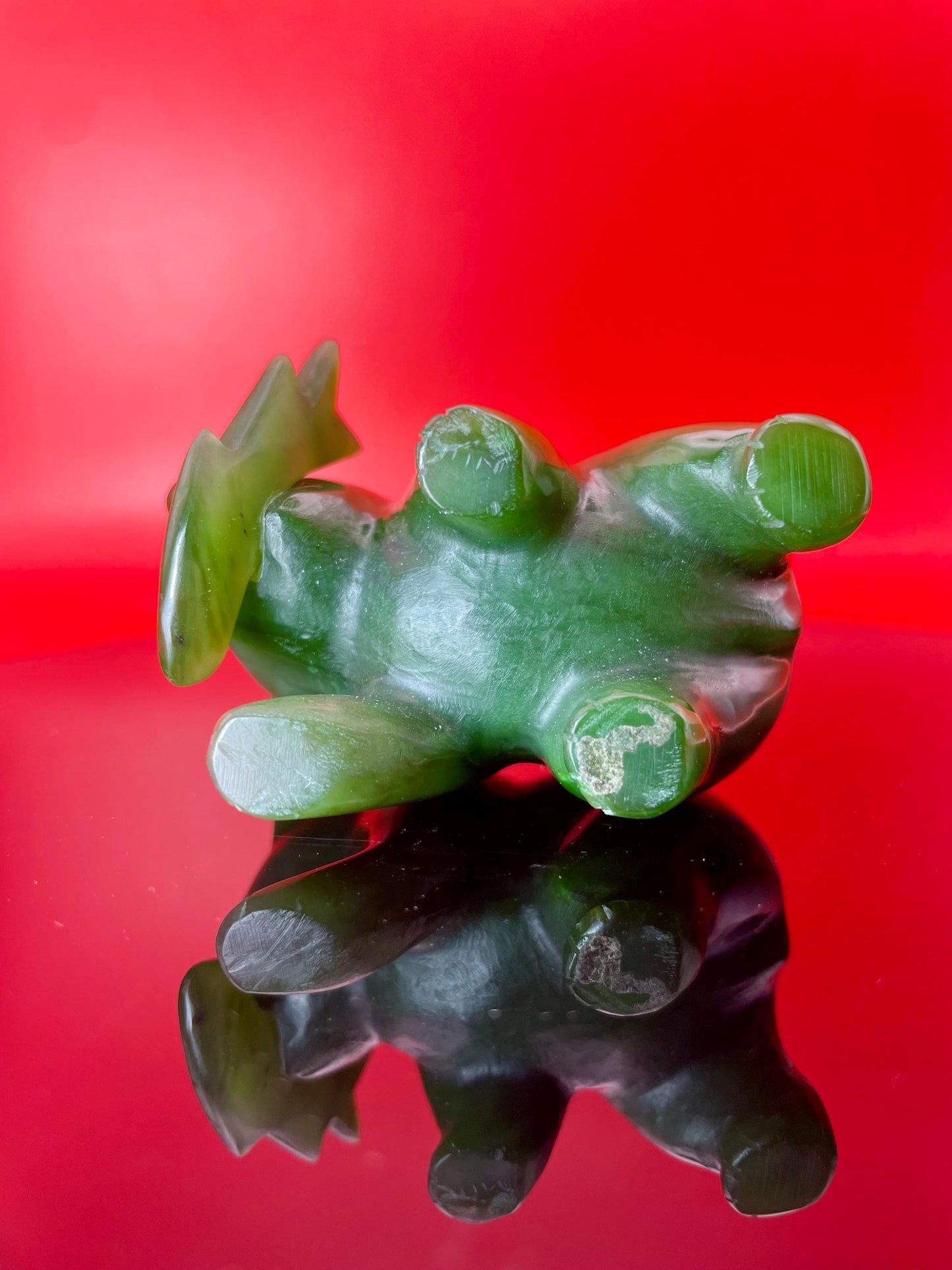 BC Jade Bear 2.5 Hand-Carved Green Jade Figurine