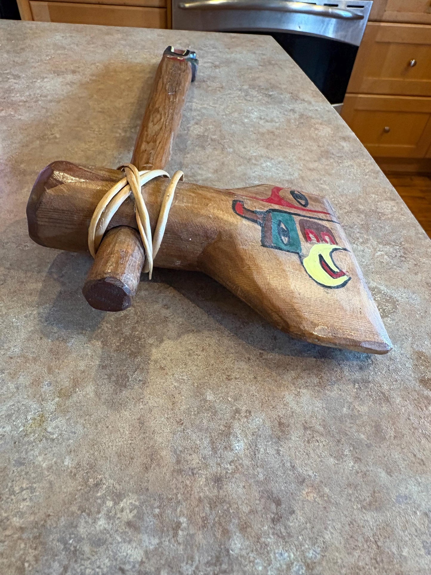 lovley 13 x 6 inch older native indigenous wooden painted Tomohawk unique and amazing great value