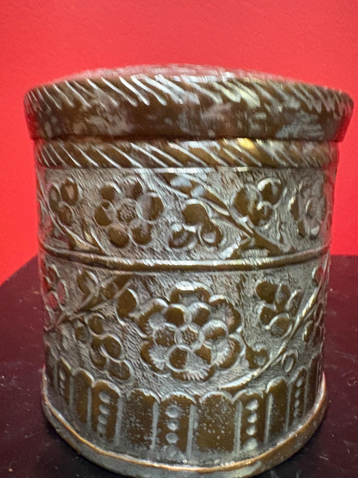 Fantastic antique Asian silver plated and copper box - 3 x 3 wonderful quality and detail great value