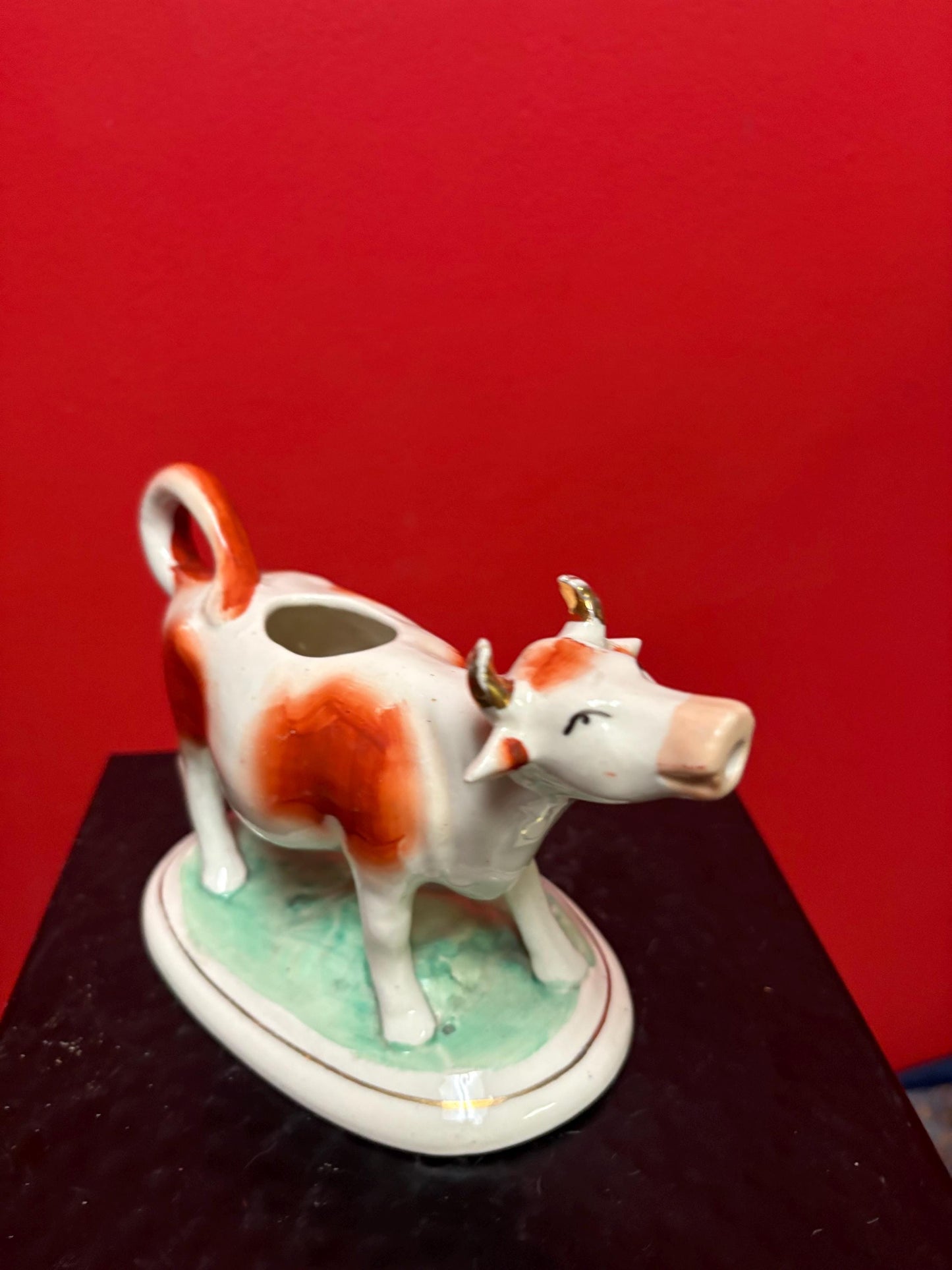 Antique Staffordshire cow creamer -6 1/2 x 4 1/2“ high in lovely condition 1860s great value