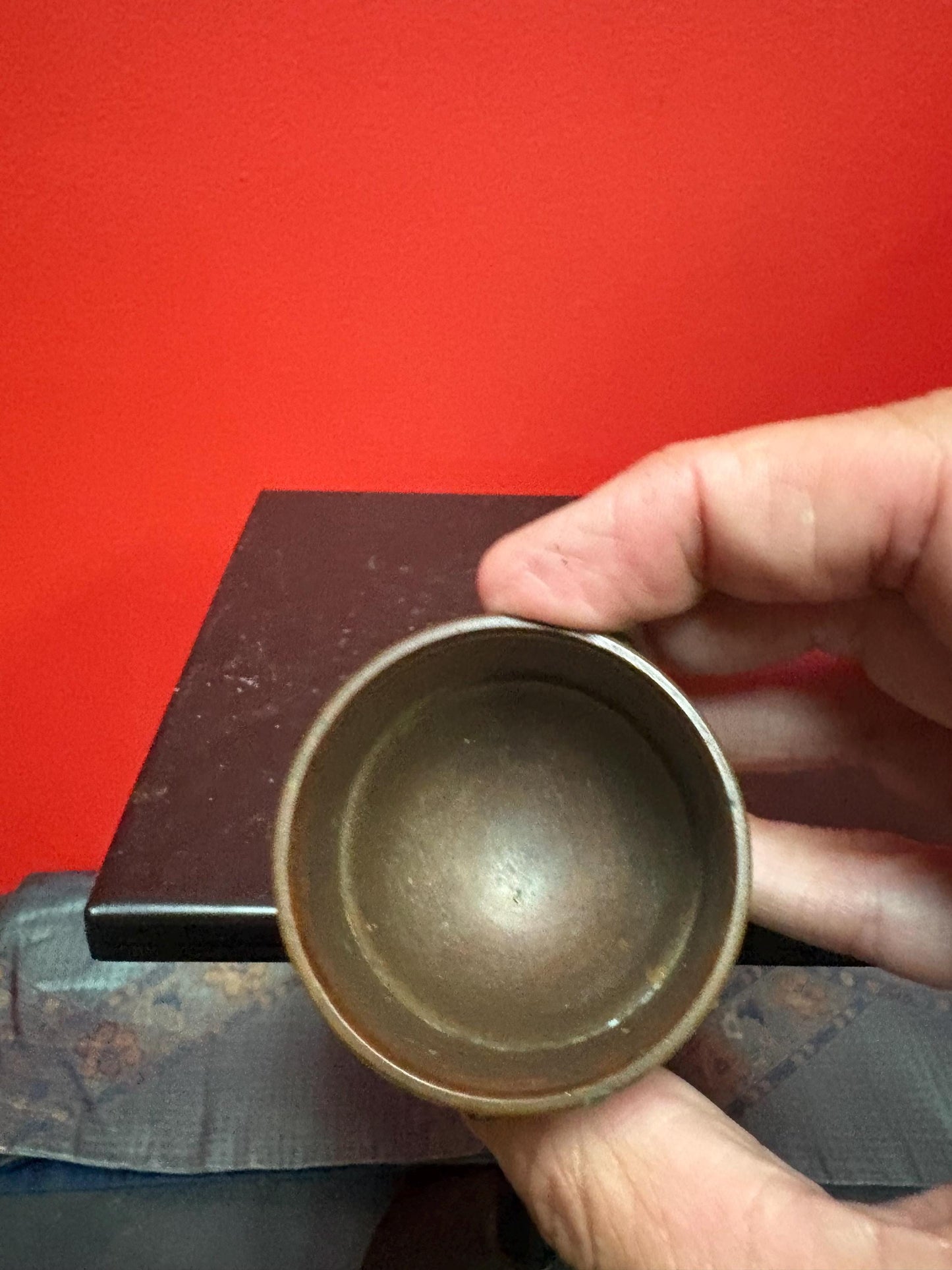Antique Chinese metal cup with amazing patina - 2 inches high