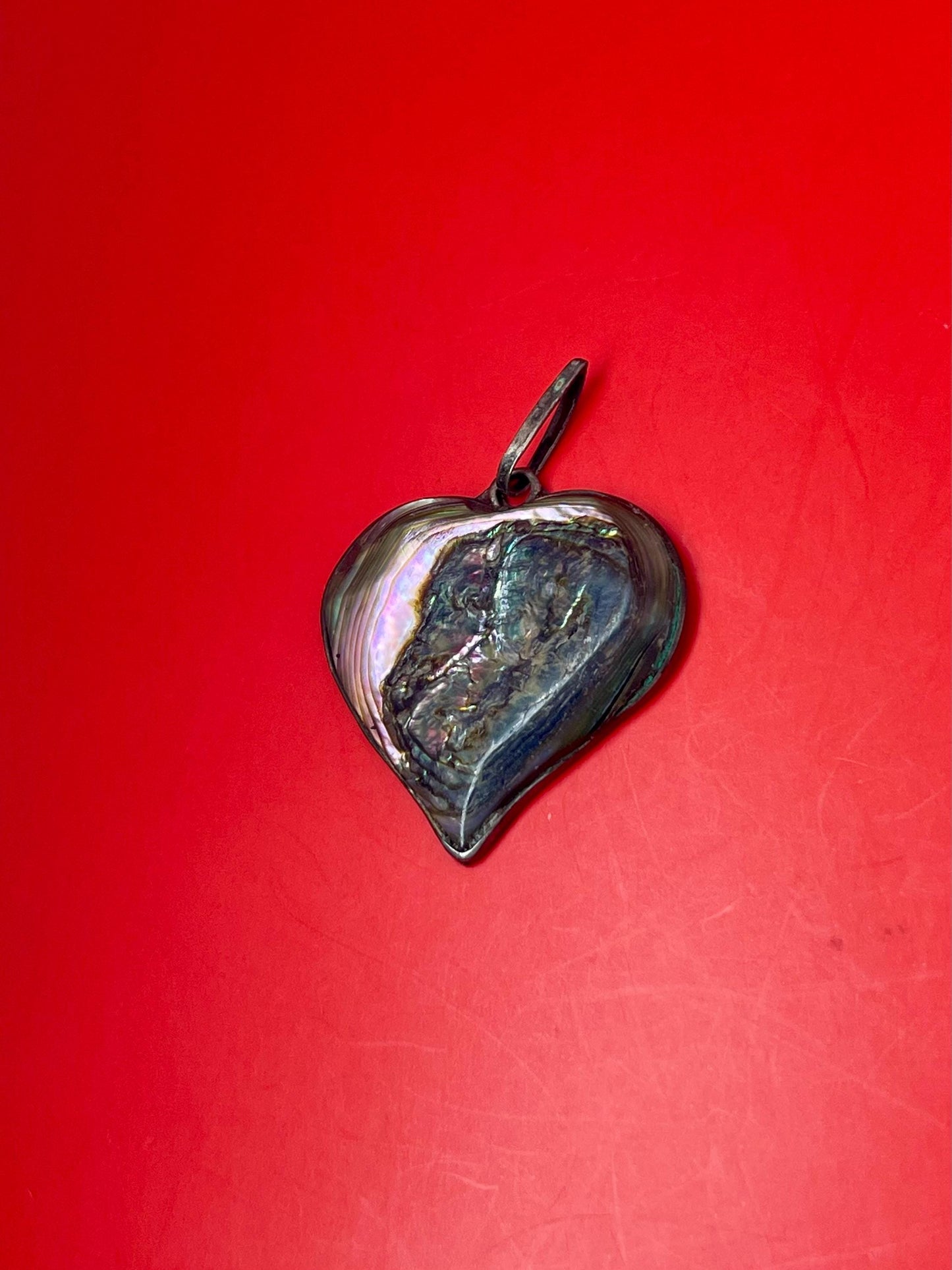 1 inch Mexican Abalone Heart Pendant