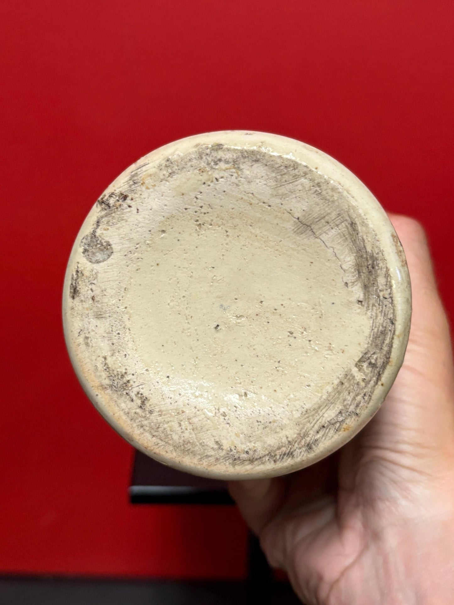 Beautiful 19 century English stoneware jug in good condition with interesting stamps approximately 11 inches tall unique