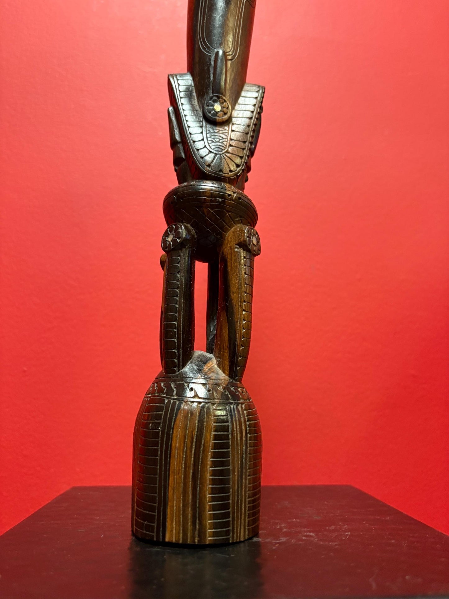 Beautiful New Zealand Maori statue vase with Abalone inset - wow