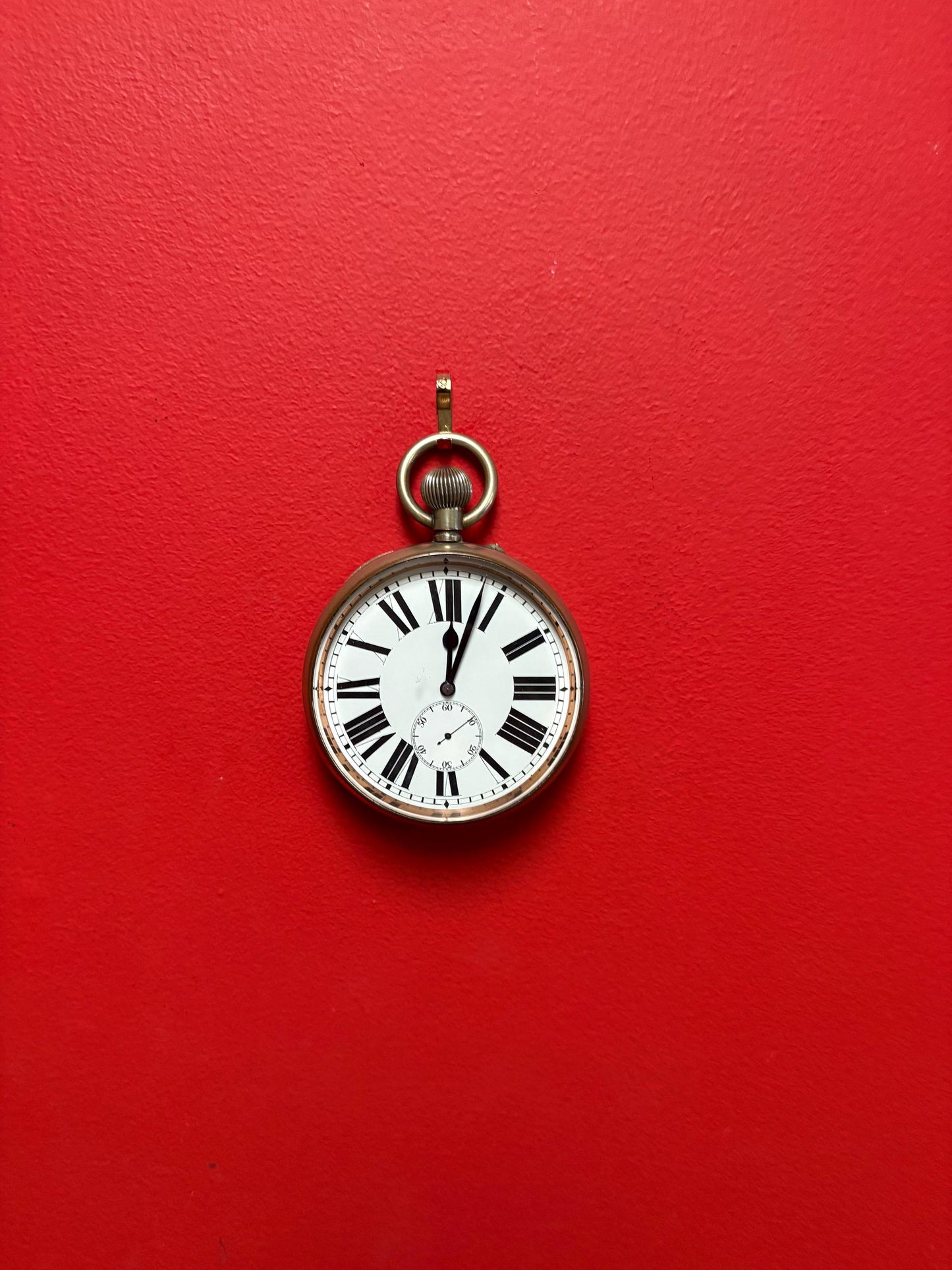 Massive English antique silver plated pocket watch - works perfectly in great condition - 5 1/2 inches tall B