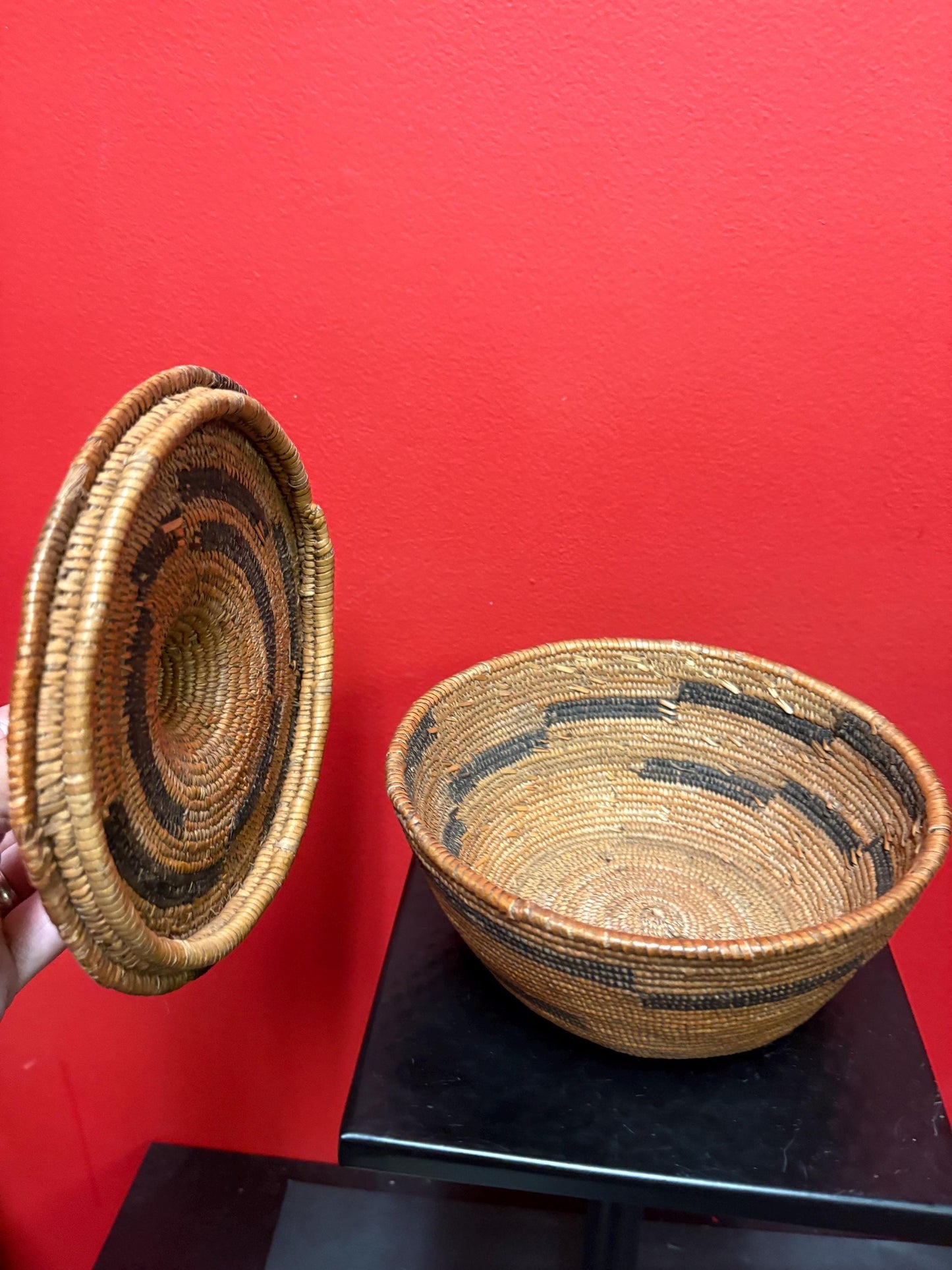 Rare indigenous first nations woven basket good condition and unusual shape - 8 x5 inches high- wow