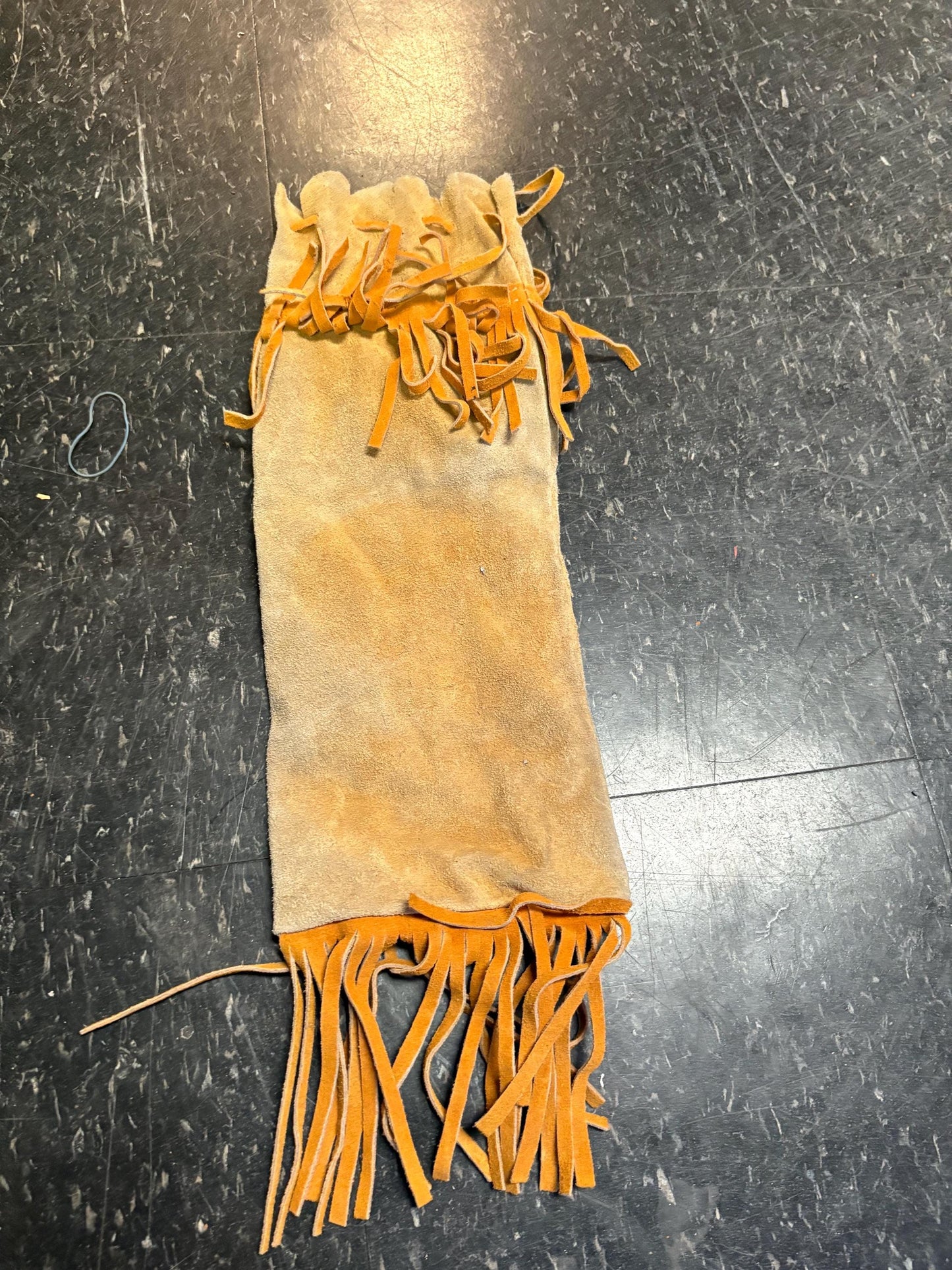 Antique indigenous first nations leather and beaded hunting bag good used condition 22 x 6 wide