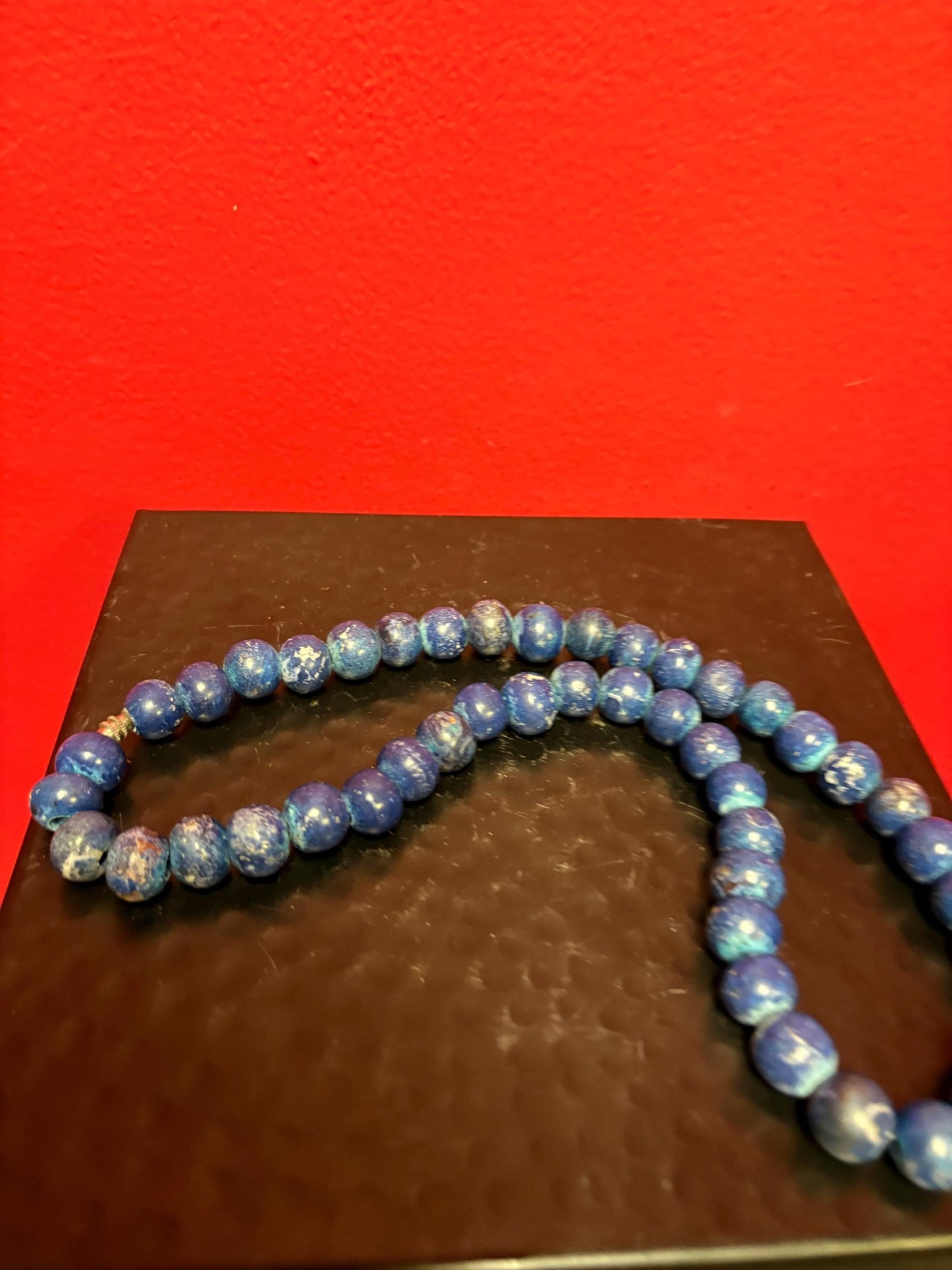 Beautiful Chinese lapis beaded necklace approximately 19 inches long wonderful quality antique piece great gift