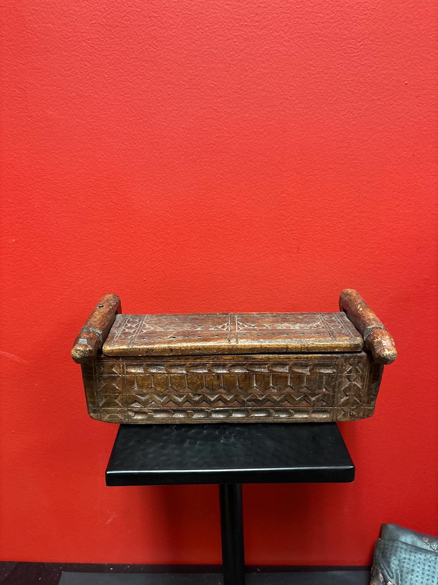 Museum quality 10 x 5 x 4 high early 19 century African opium pillow head rest wonderful detail